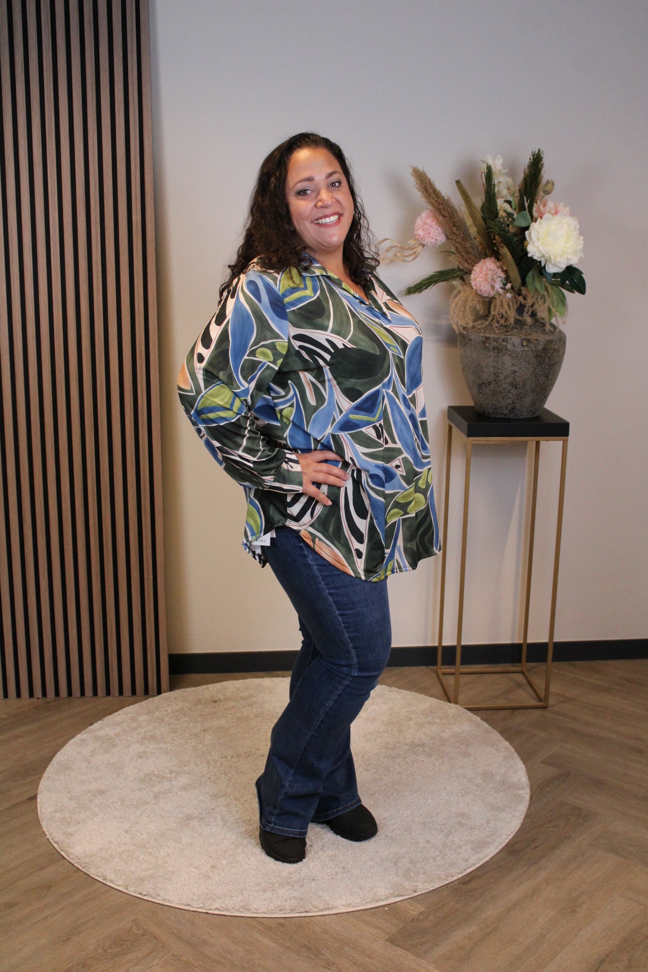 Kristel | Blouse groen met kraagje 48 t/m 52