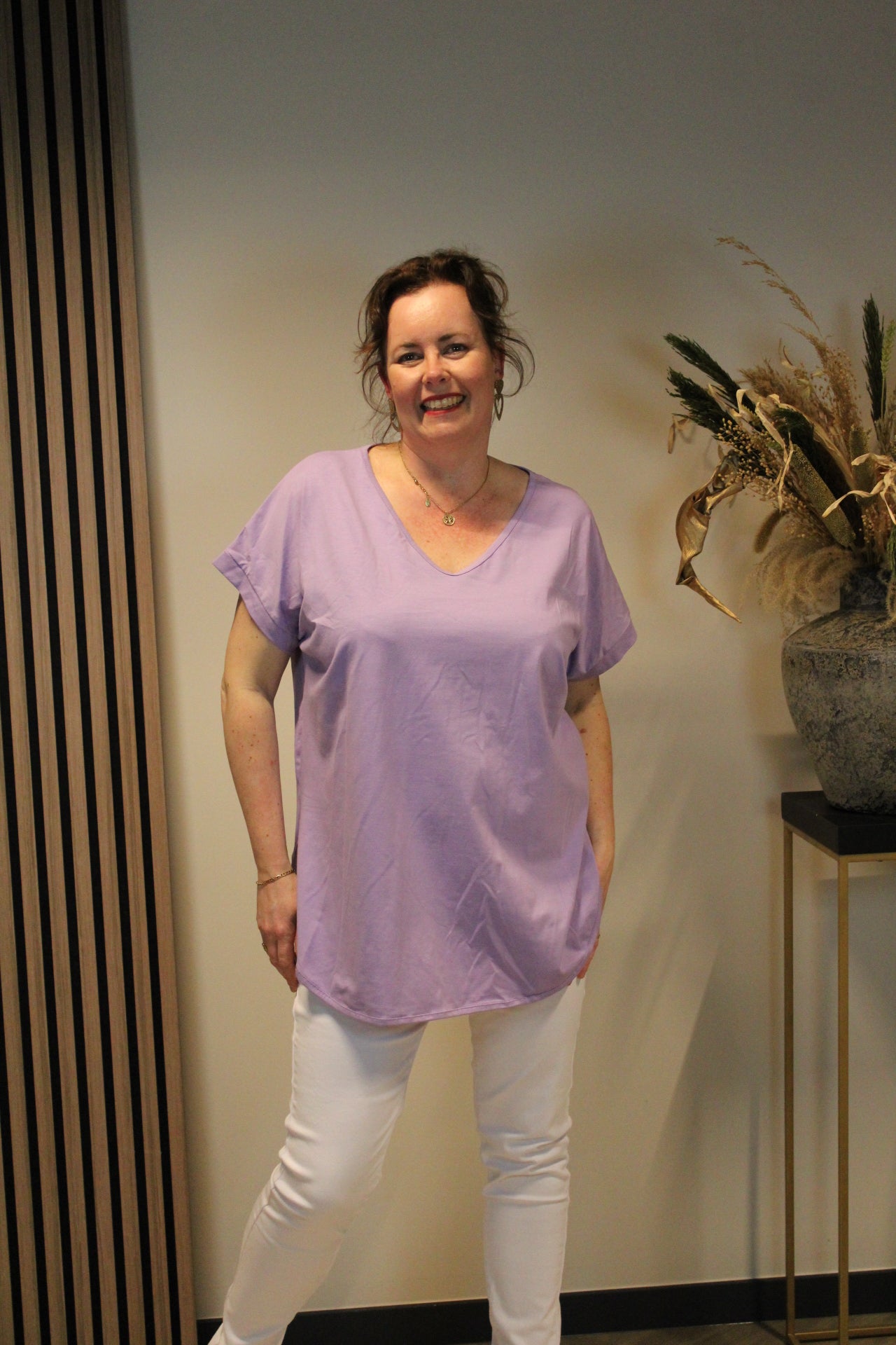 Eva | Top paars korte mouw 40 t/m 48