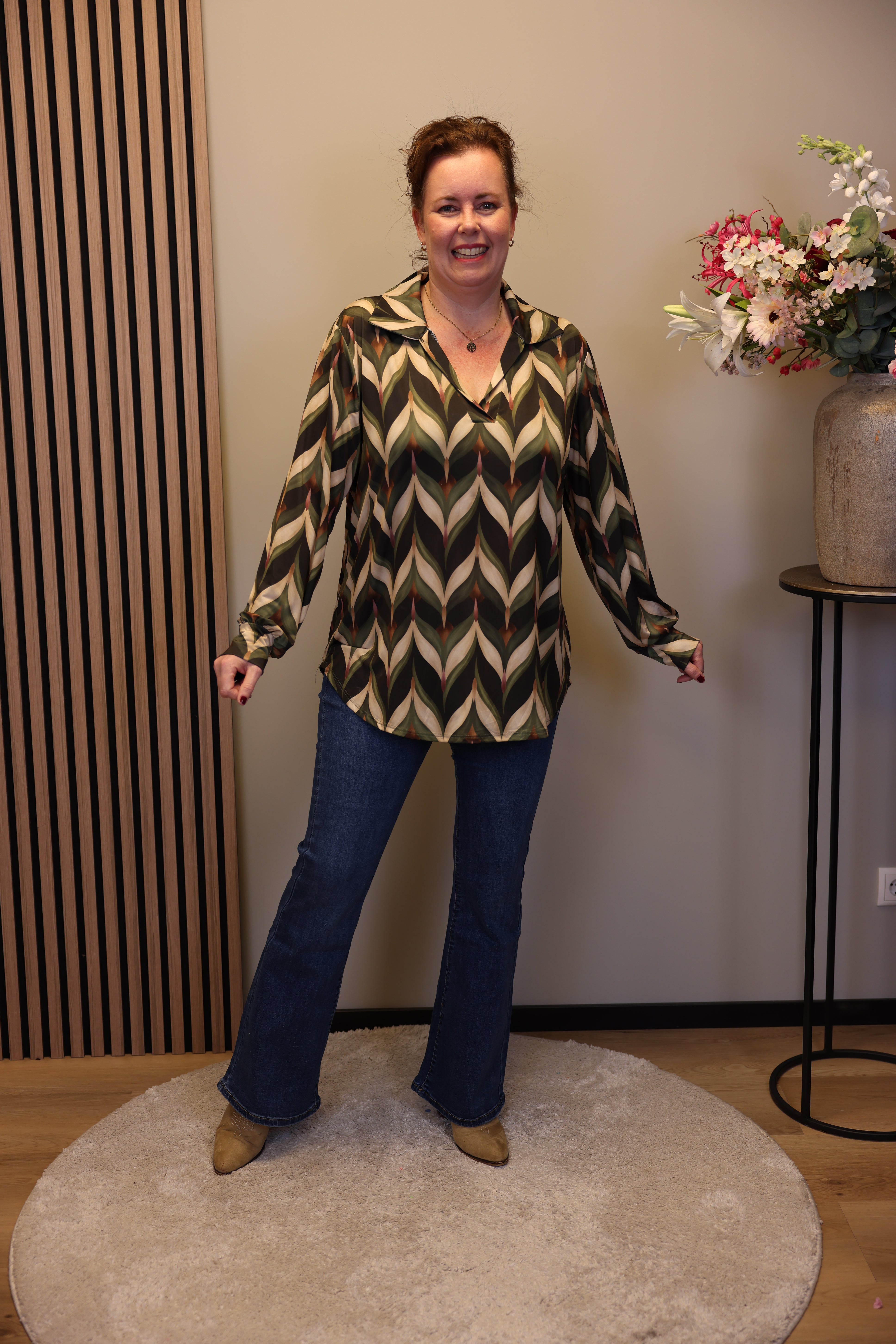 Fabienne | Blouse met kraagje groen 48 t/m 52