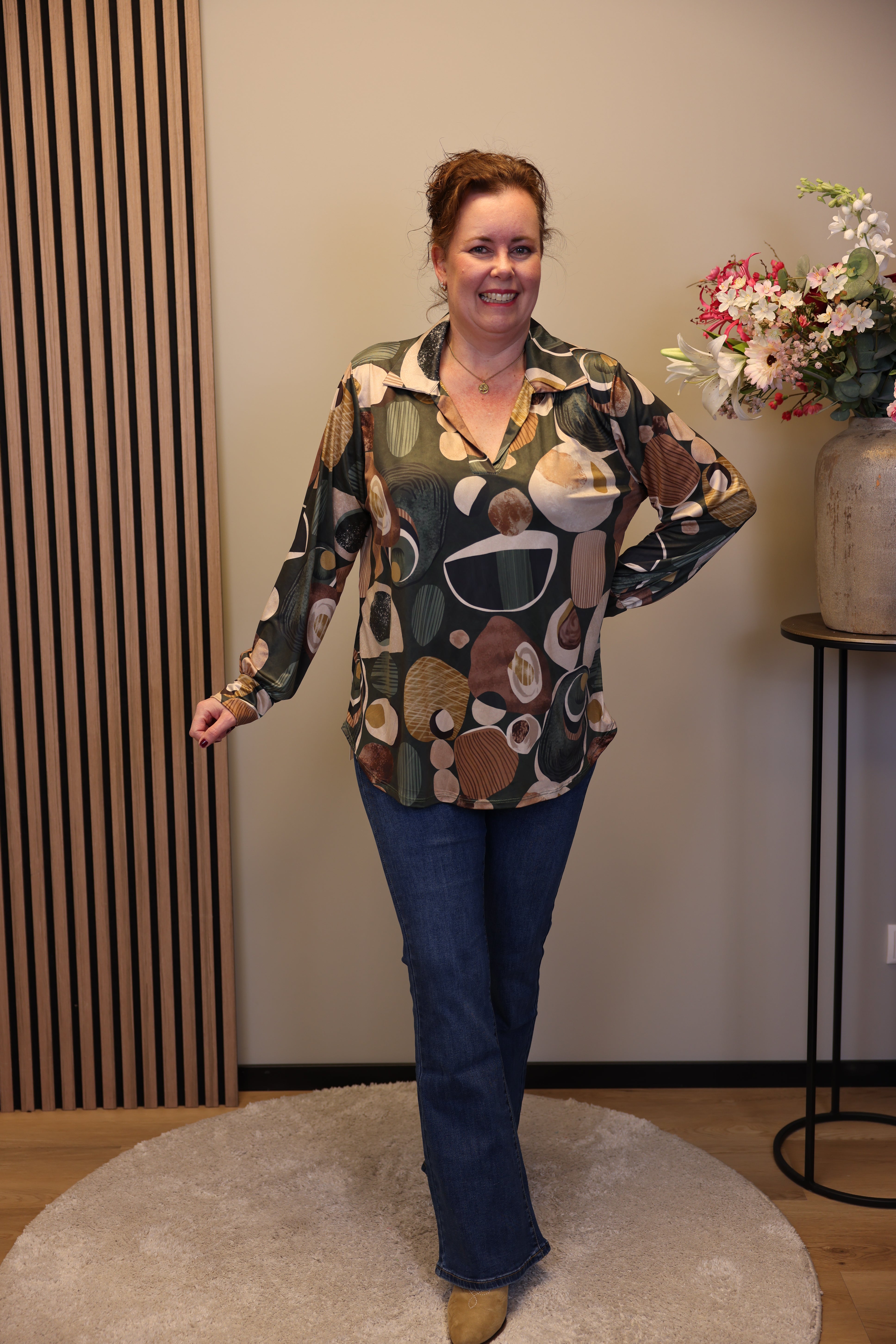 Giulia | Blouse groen met kraagje 48 t/m 52