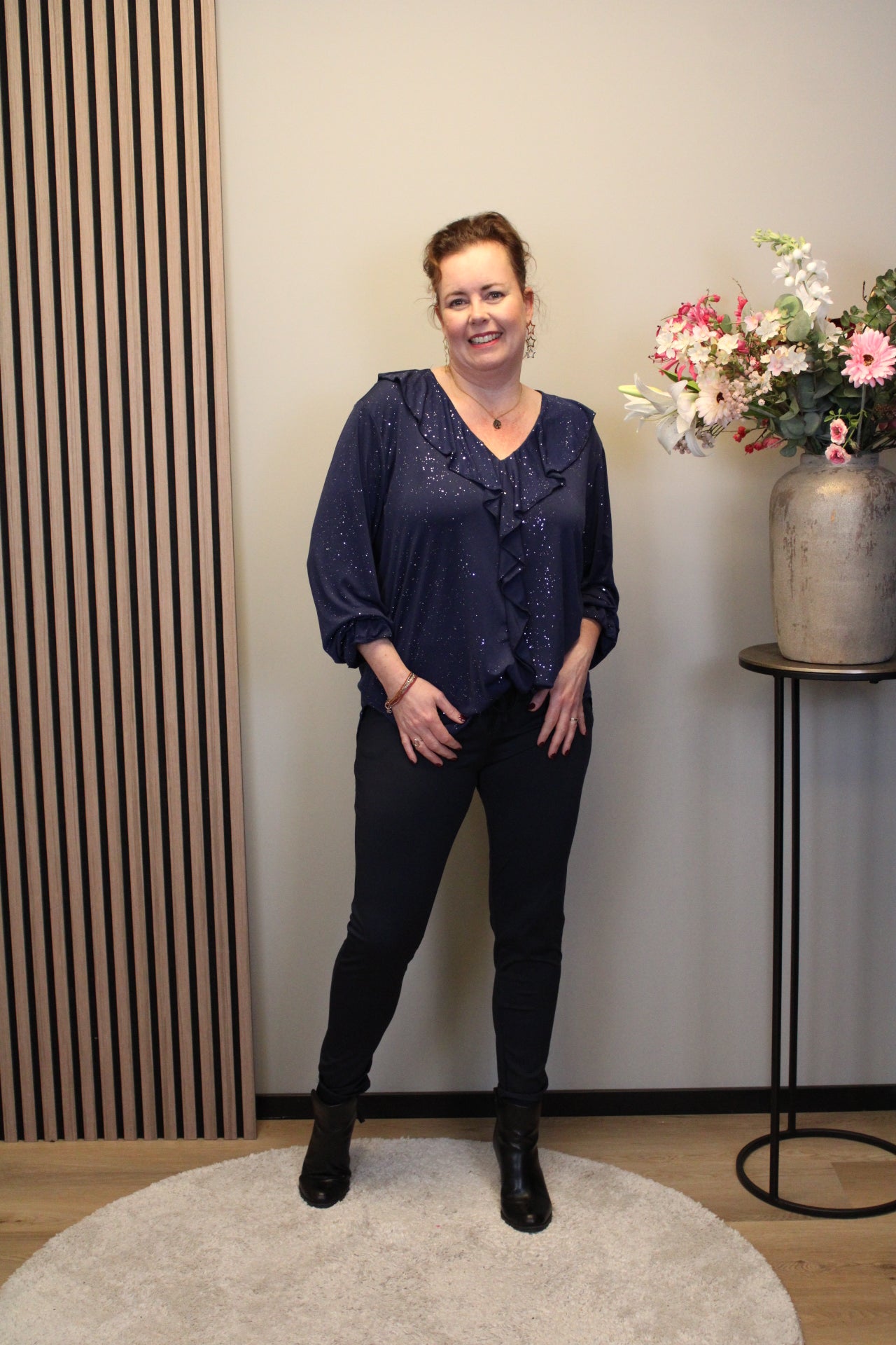 Sabine glitter | Blouse navy 48 t/m 52