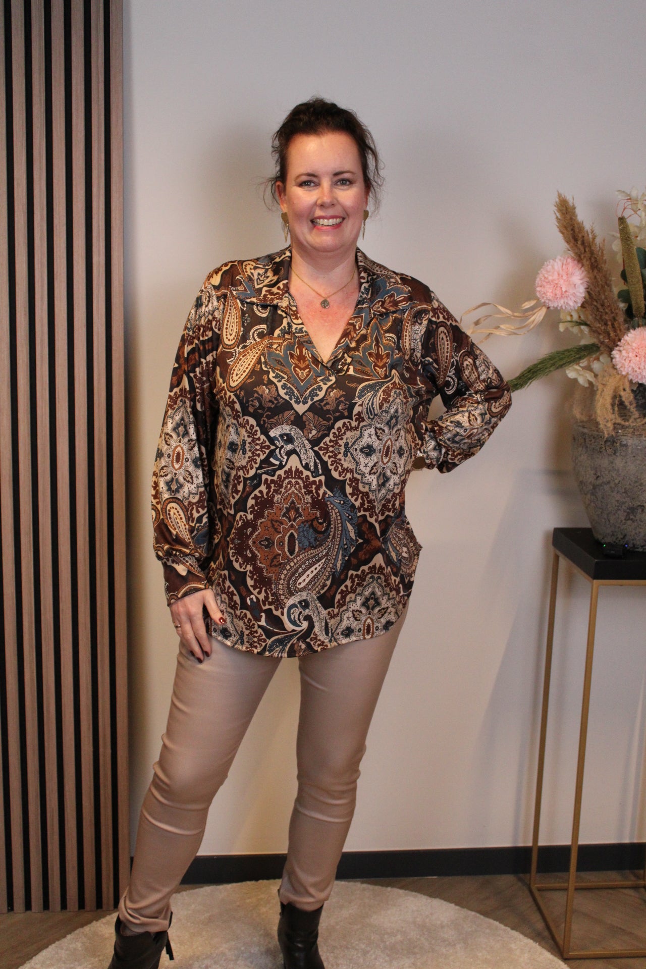 Malia | Blouse met kraagje blauw 48 t/m 52