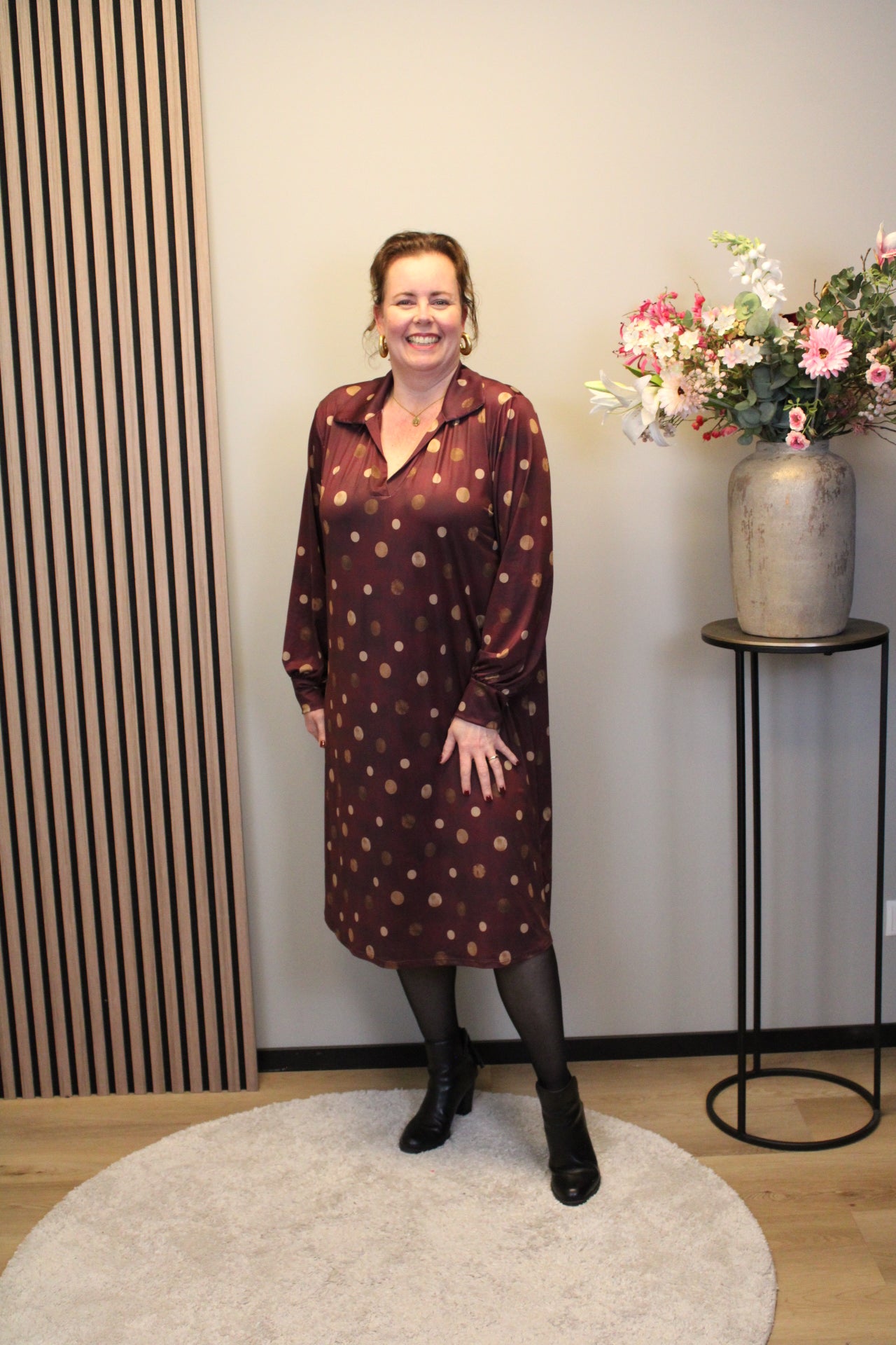Grace | Jurk bordeaux met kraagje