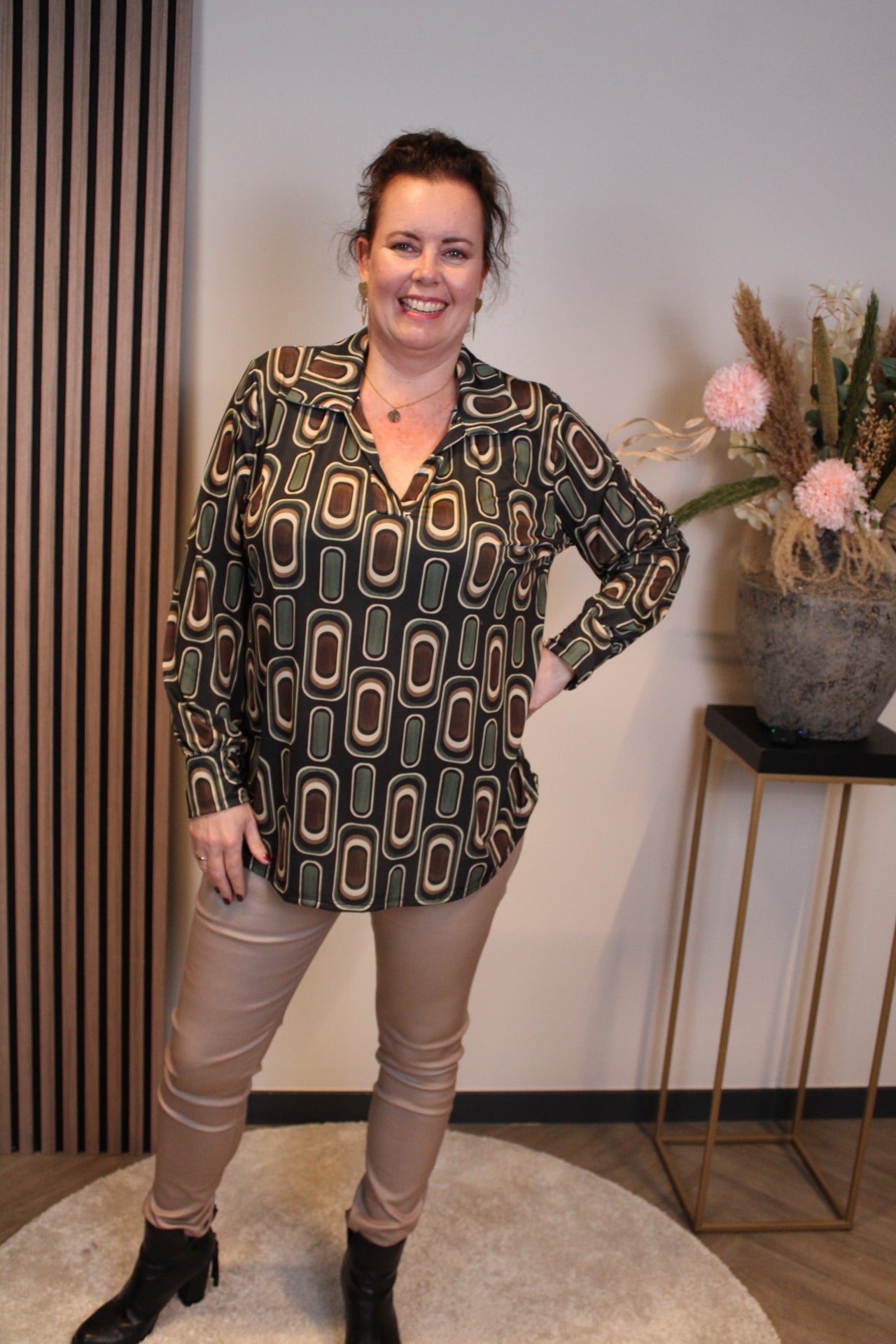 Chloe | Blouse met kraagje groen 48 t/m 52