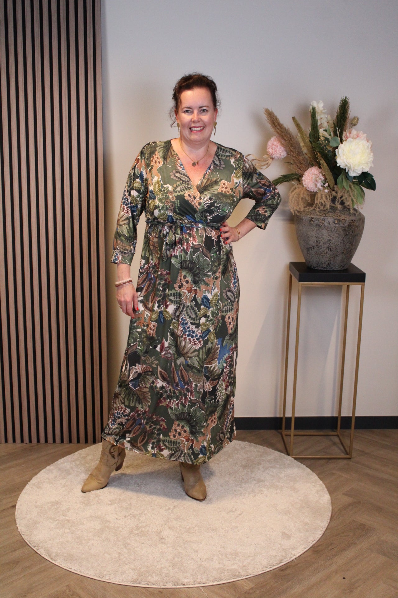 Christa | Jurk groen lange mouw 46 t/m 50