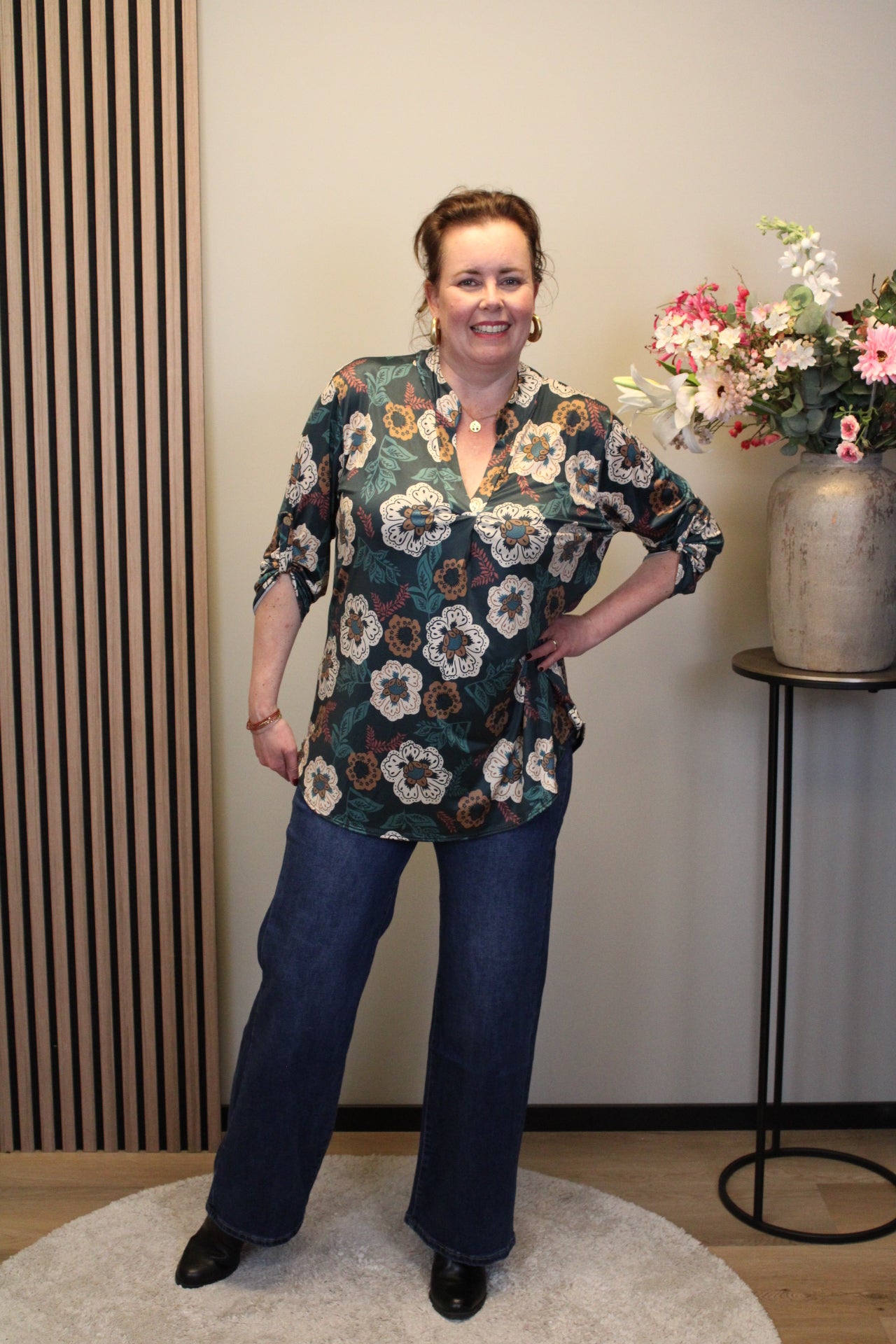 Olivia | Blouse aqua lange mouw 48 t/m 52