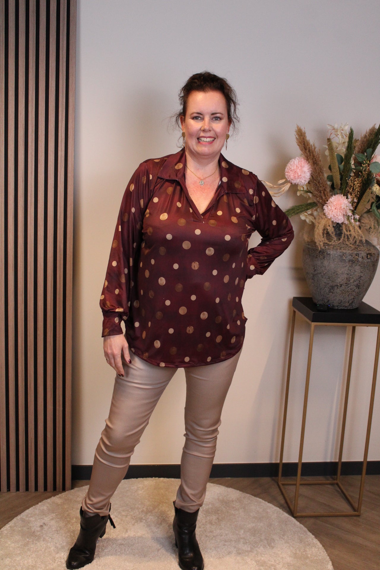 Jikke | Blouse met kraagje roze 48 t/m 52