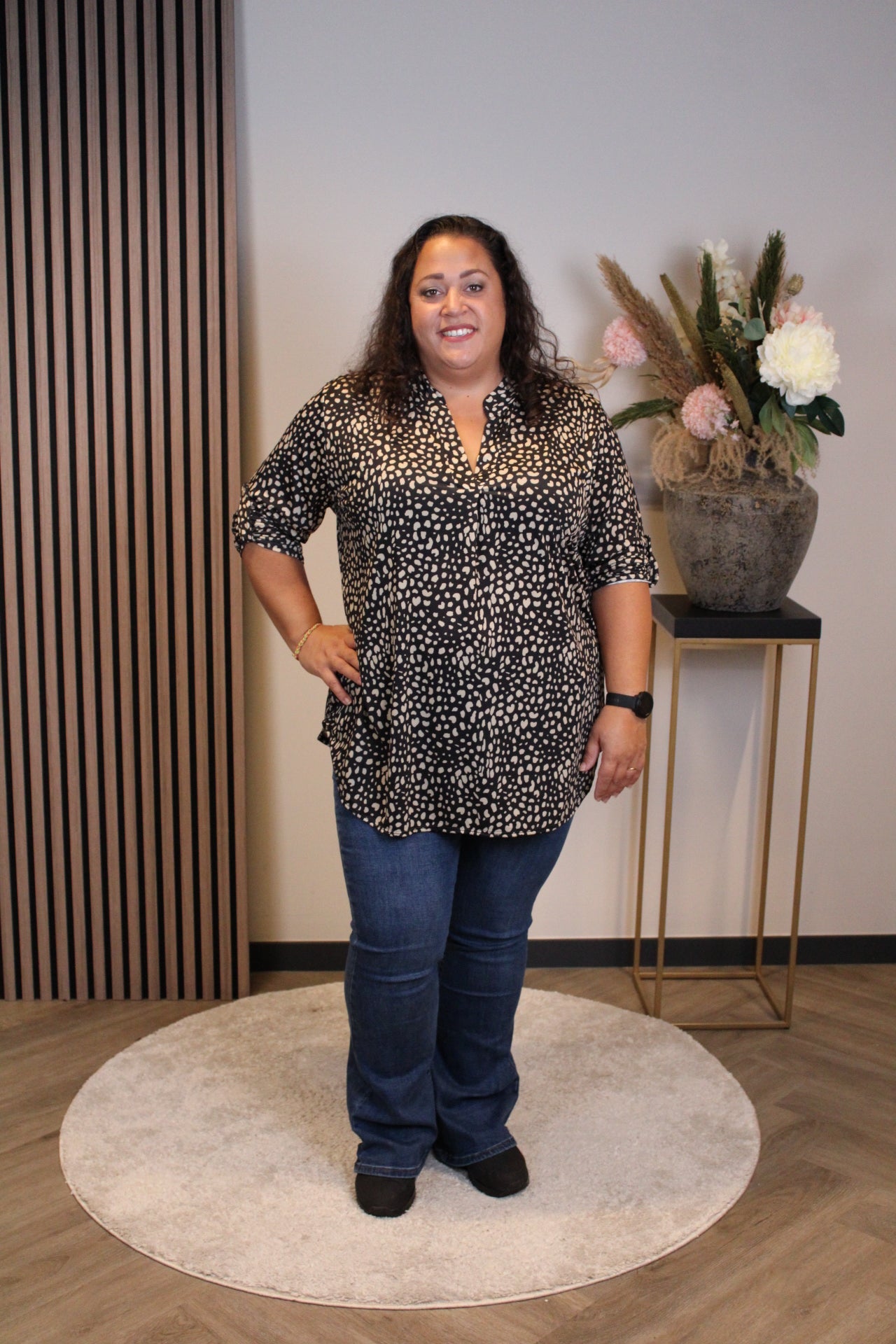 Rafella | Blouse zwart lange mouw 48 t/m 52