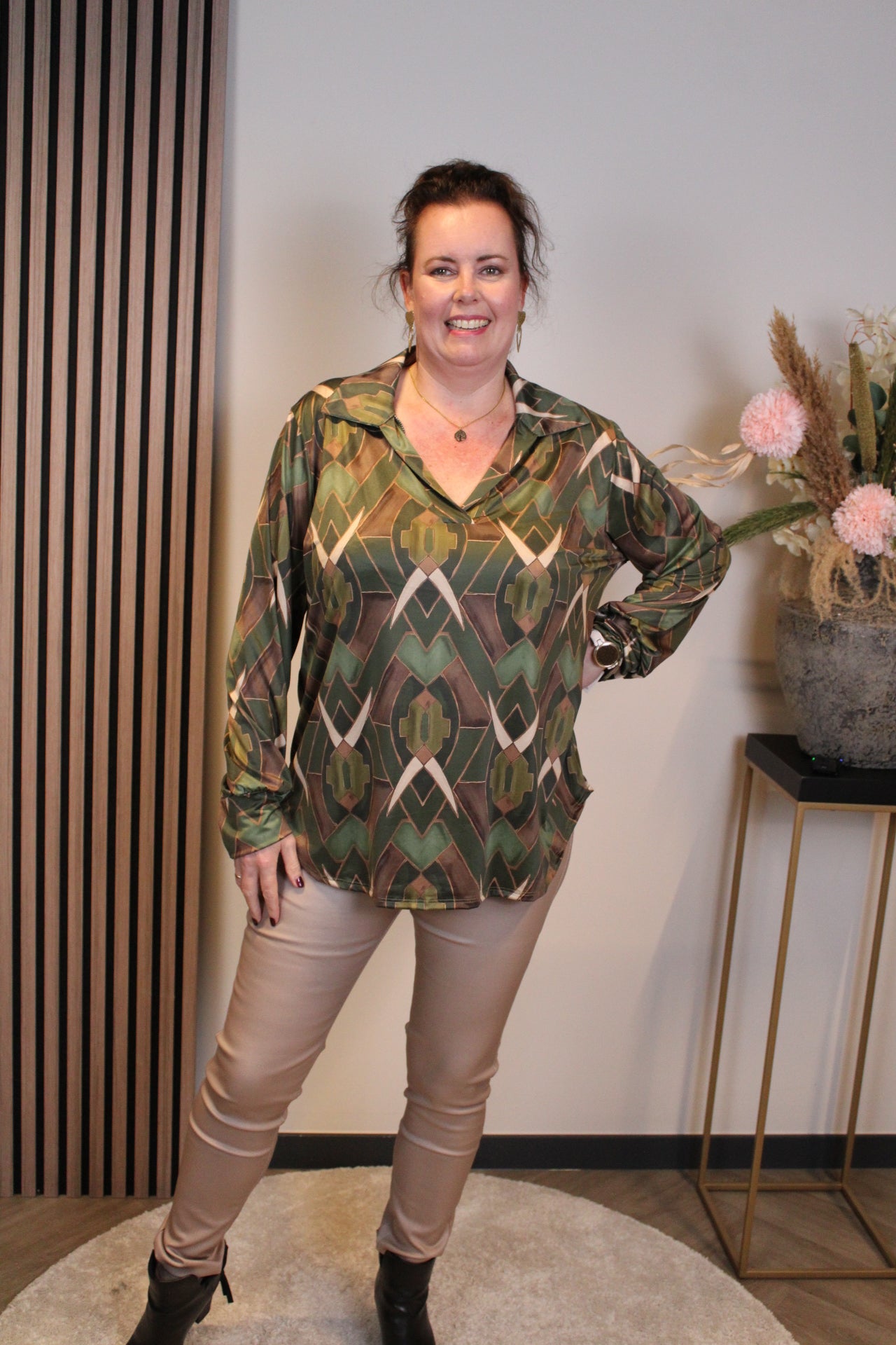 Eloise | Blouse groen met kraagje 38 t/m 48