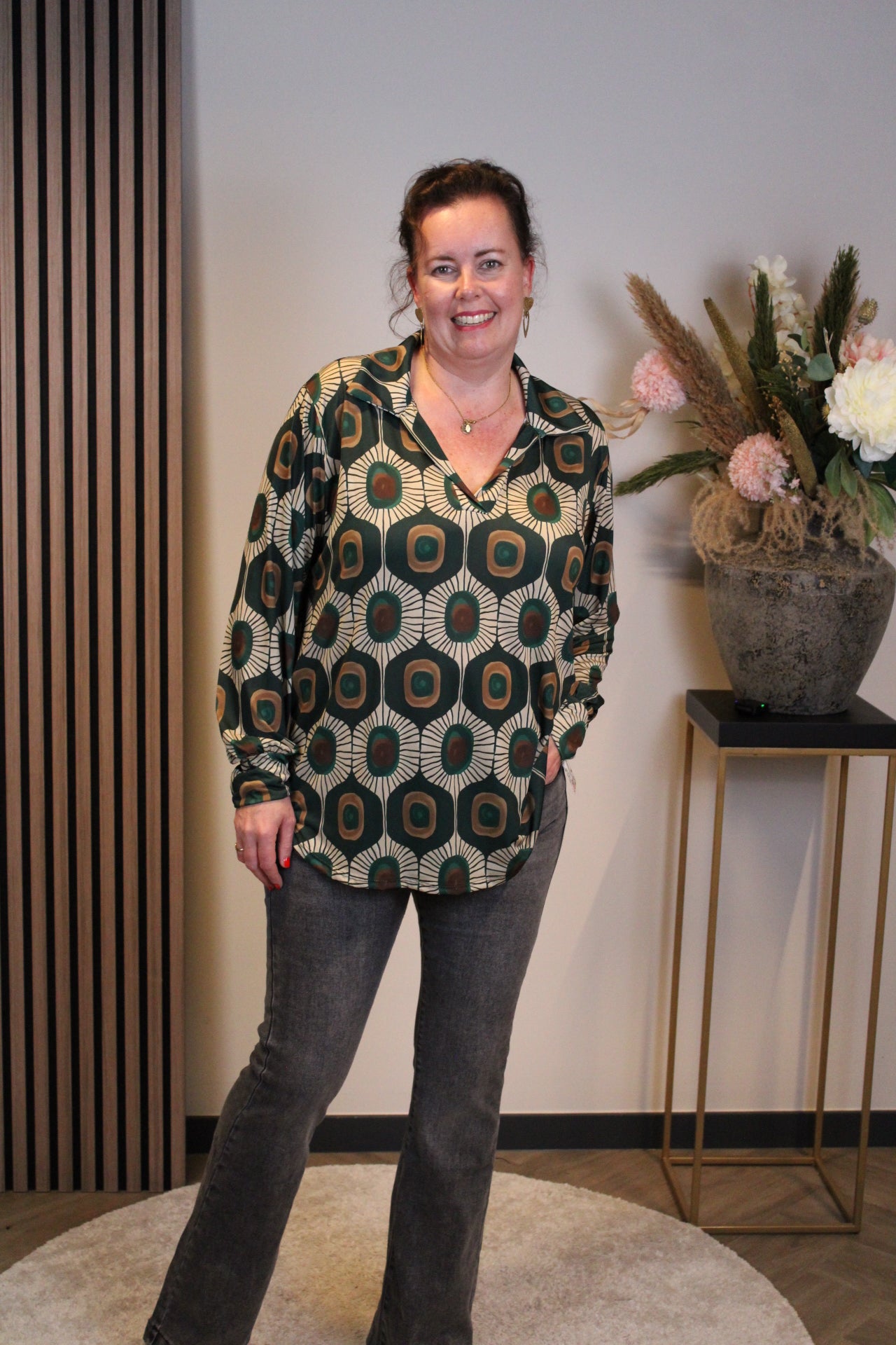 Davina | Blouse groen met kraagje 38 t/m 48