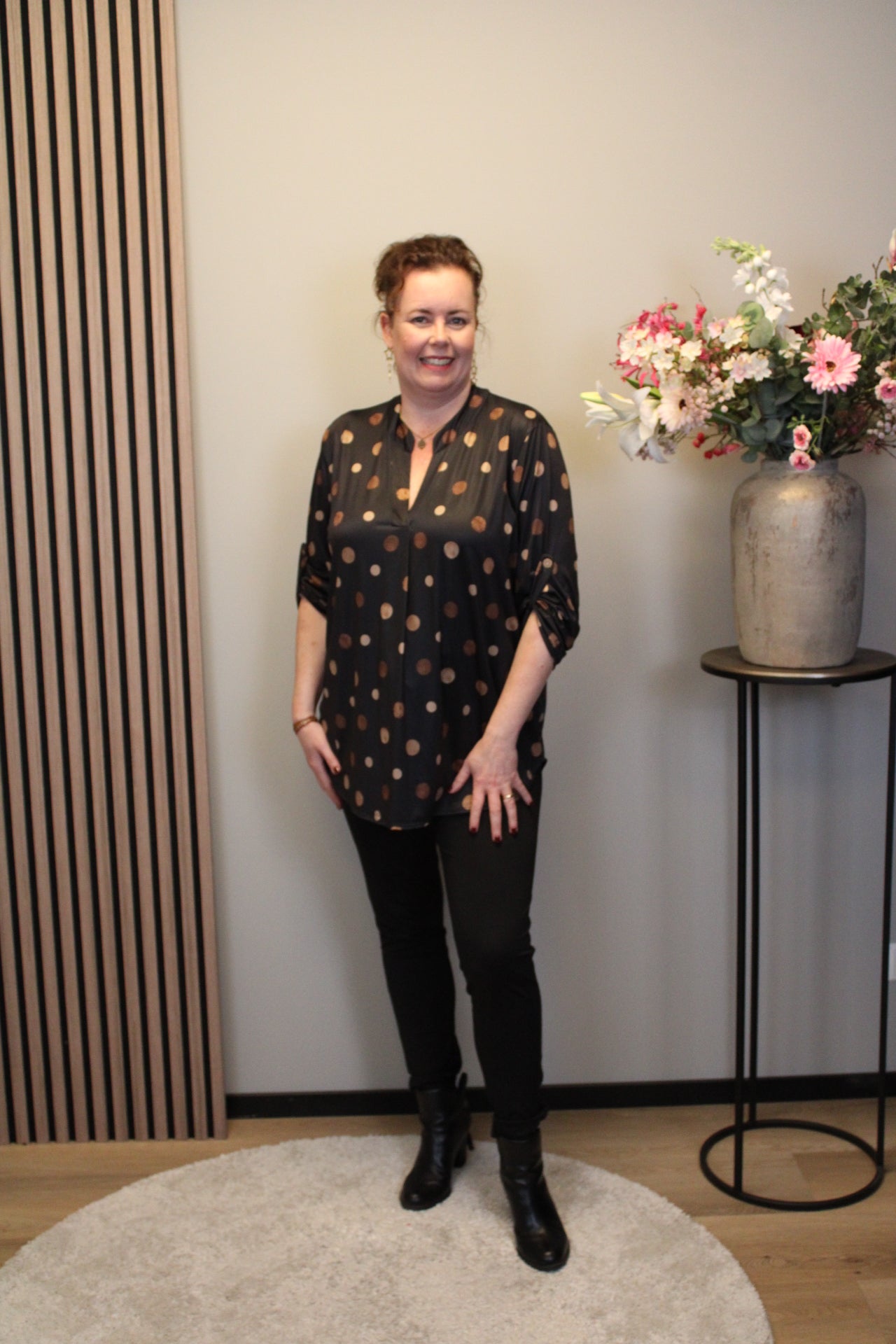 Esmee | Blouse zwart lange mouw 38 t/m 48