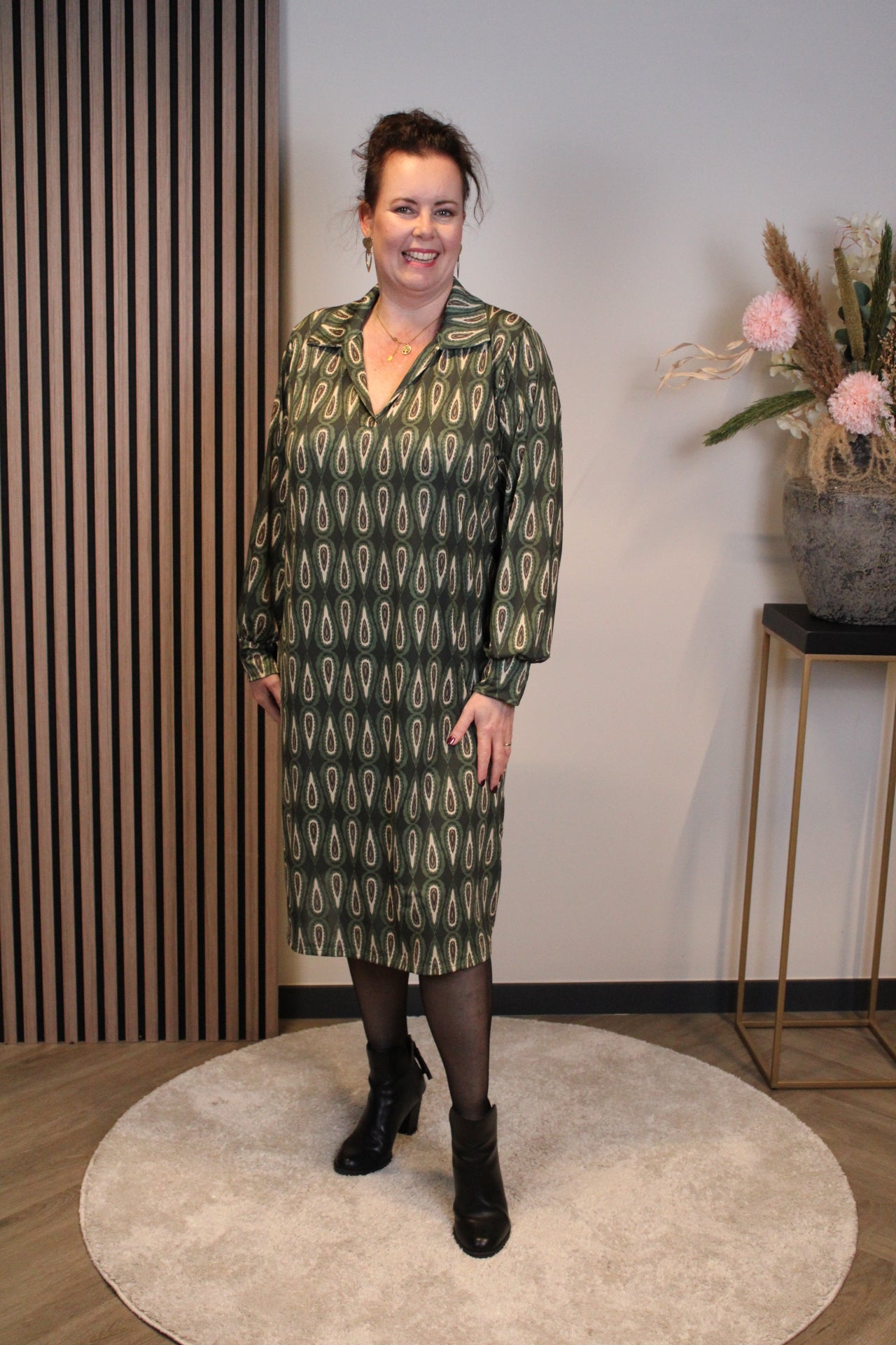 Isa | Jurk groen met kraagje 46 t/m 50