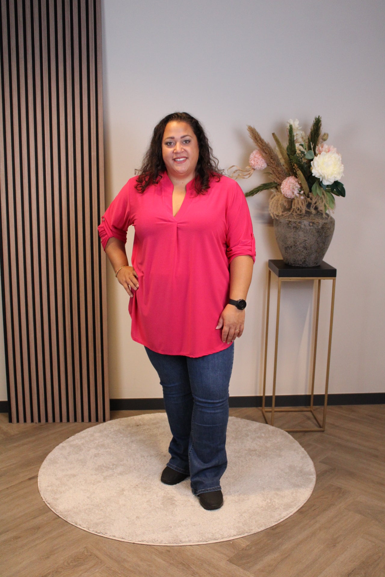 Mara | Blouse roze lange mouw 48 t/m 52