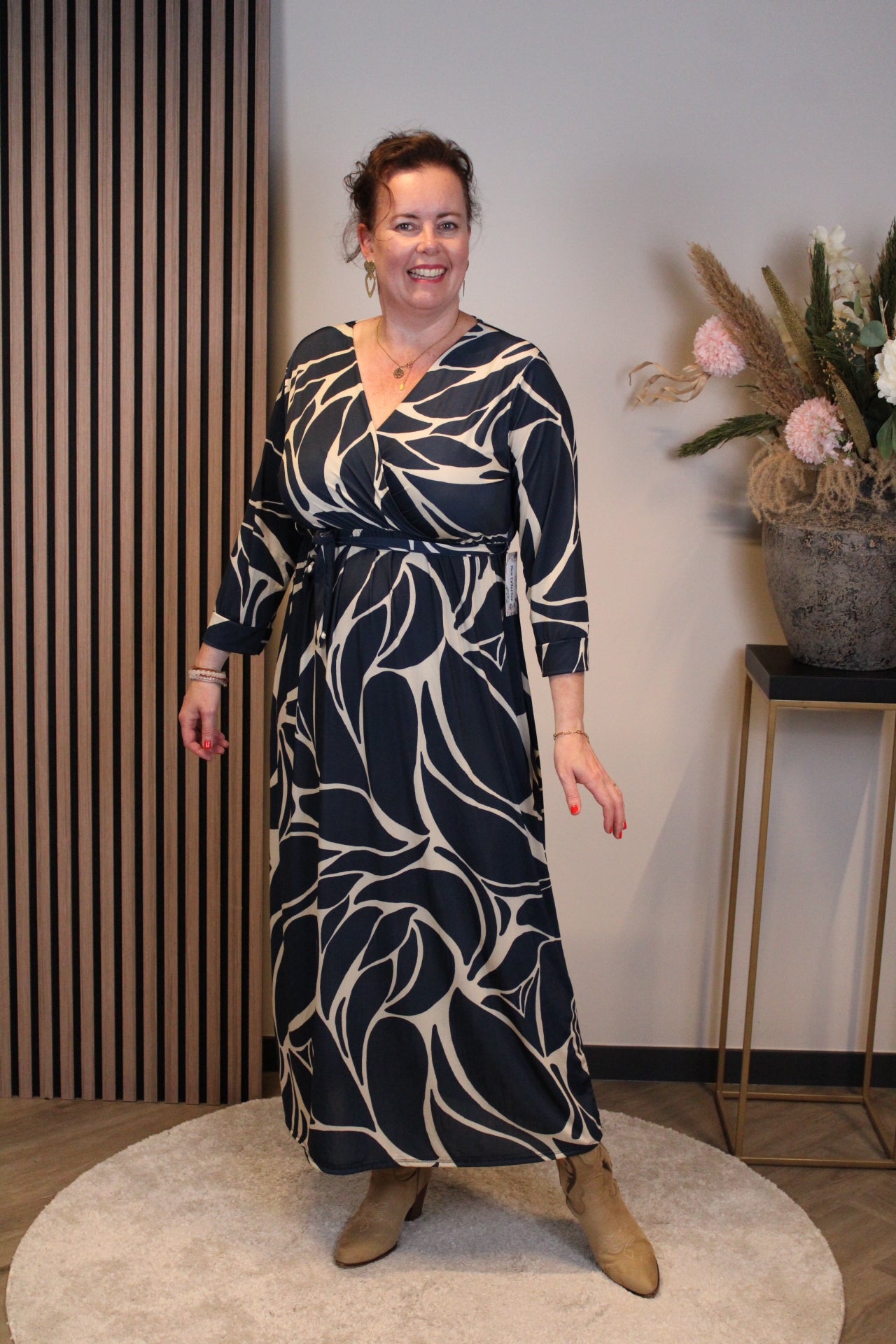 Britt | Jurk blauw lange mouw 46 t/m 50