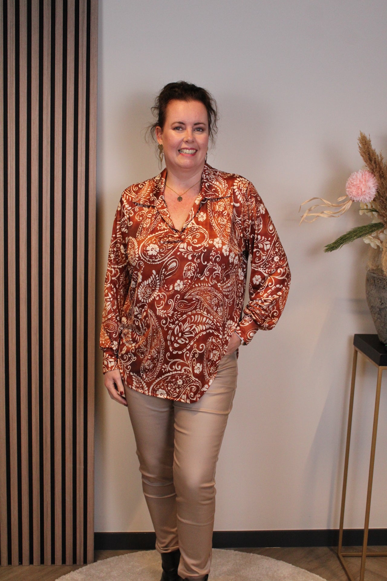 Nika | Blouse oranje met kraagje 38 t/m 48