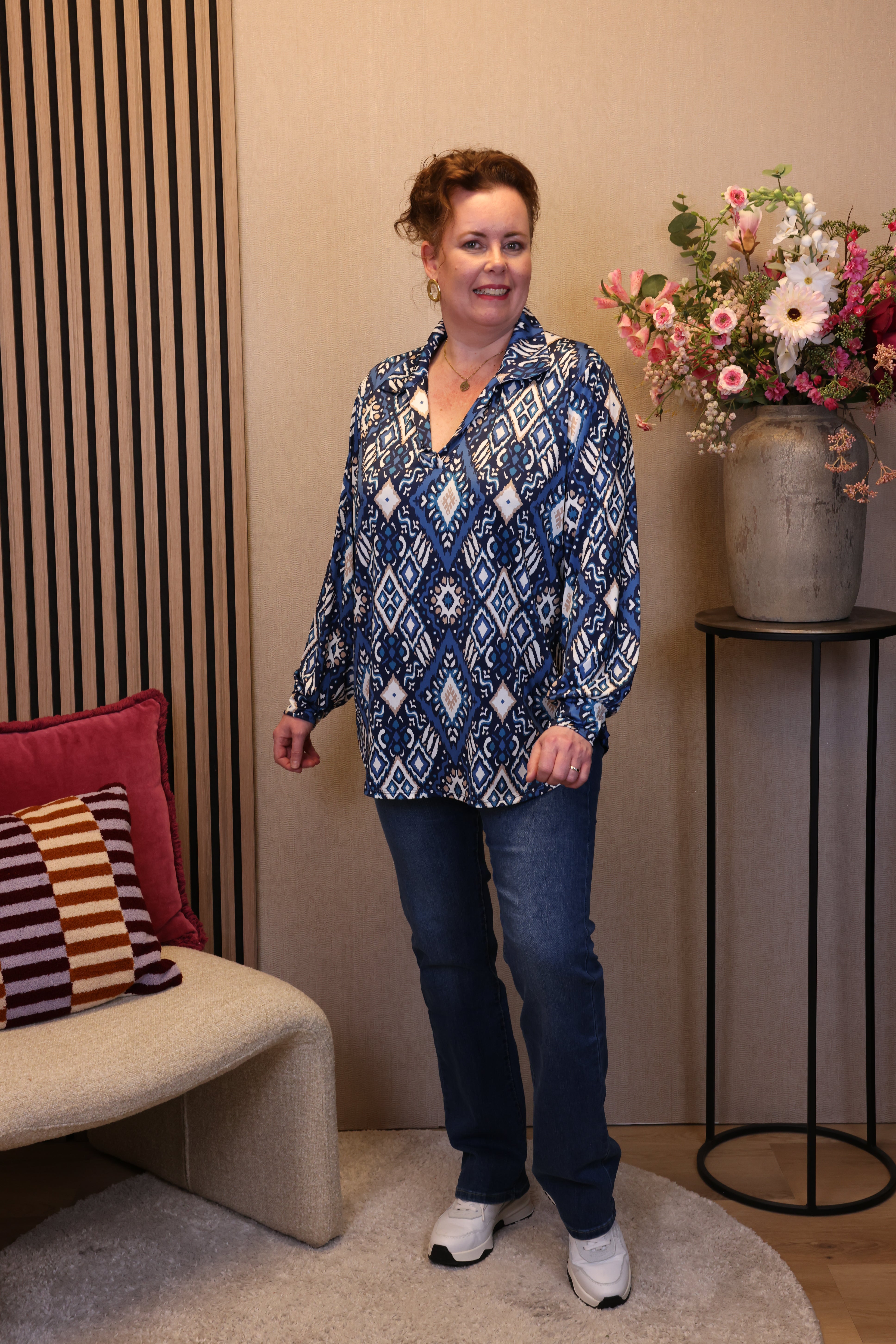 Arianne | Blouse blauw met kraagje