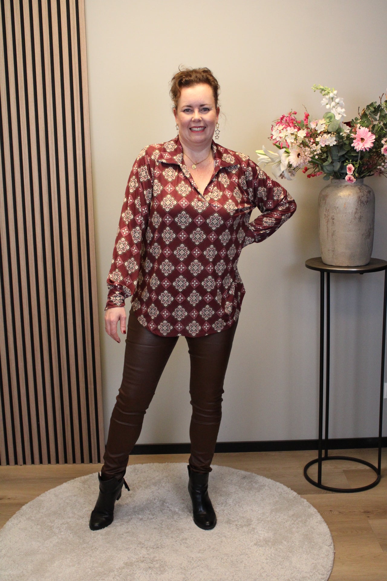 Thea | Blouse met kraagje roze 48 t/m 52