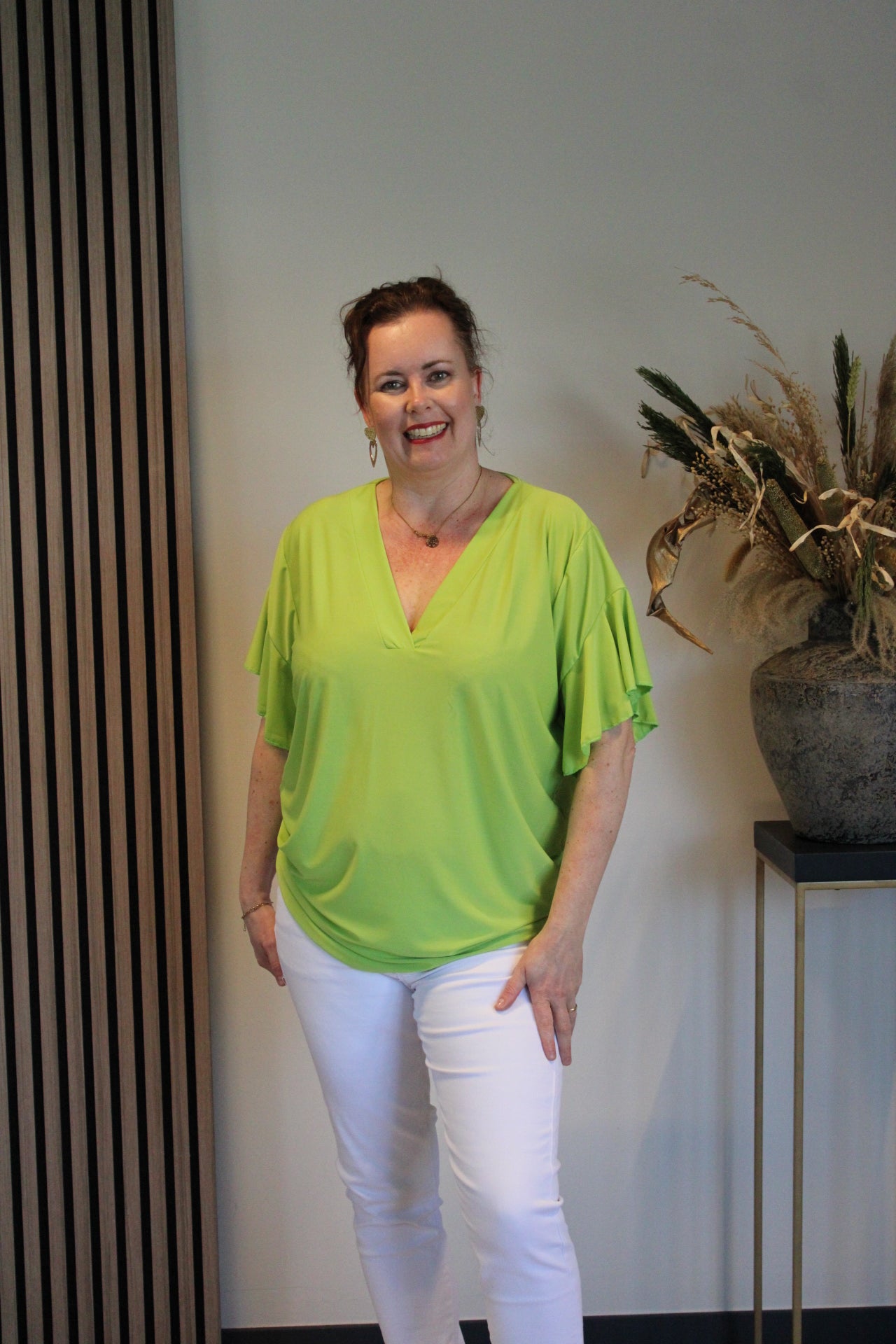 Mayra | Blouse korte mouw groen 40 t/m 48