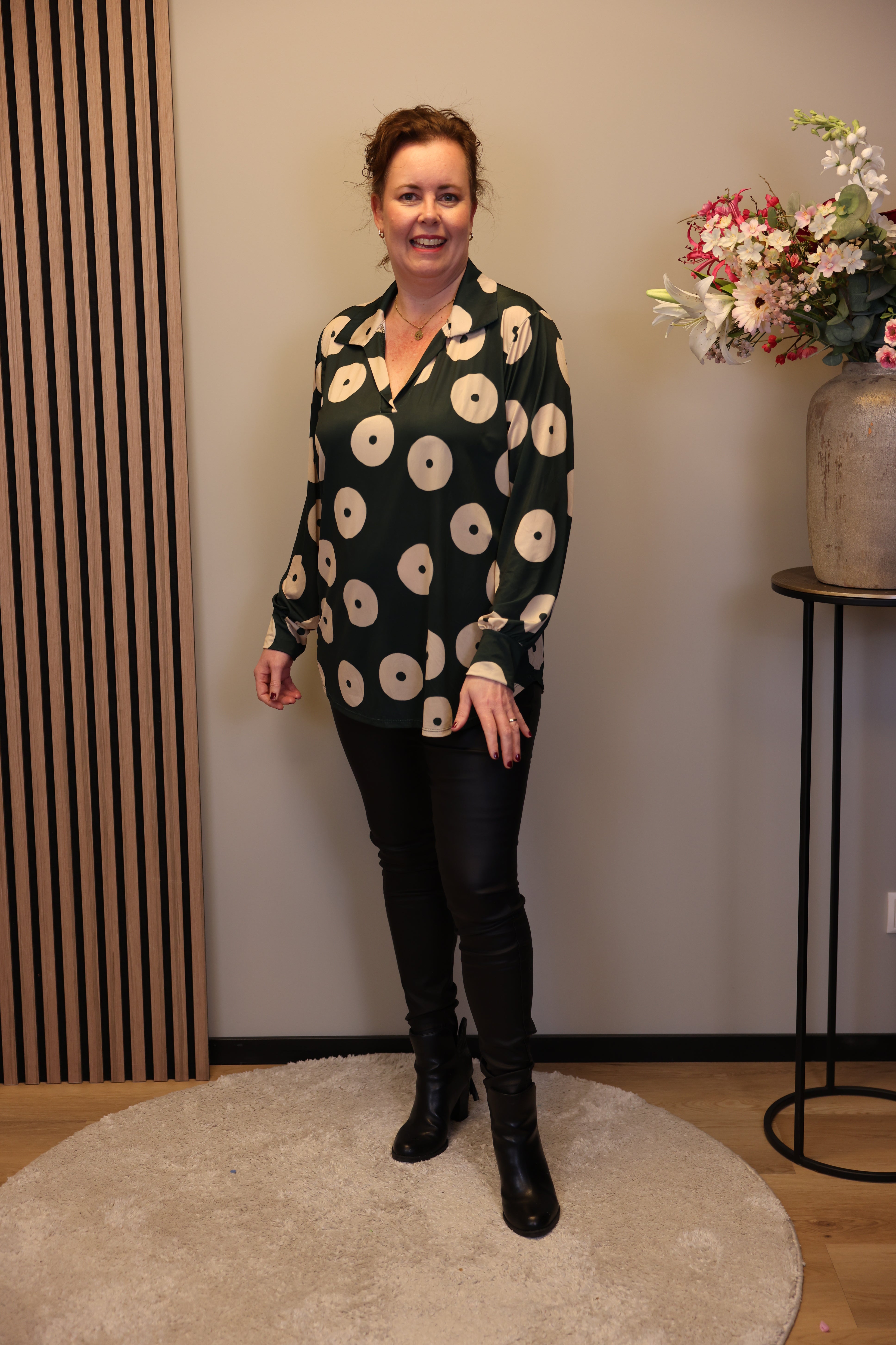 Mira | Blouse met kraagje groen 48 t/m 52