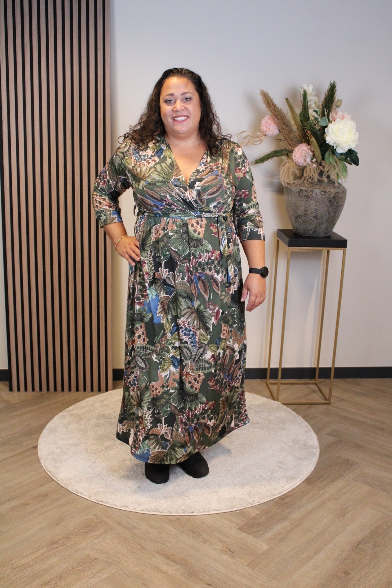 Christa | Jurk groen lange mouw 50 t/m 54