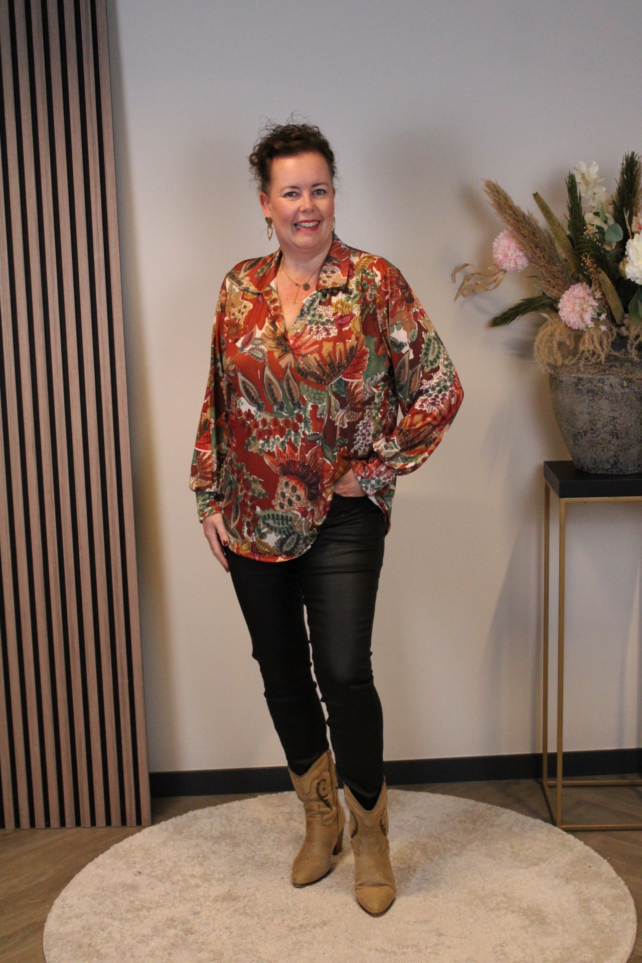 Helena | Blouse oranje met kraagje 38 t/m 48