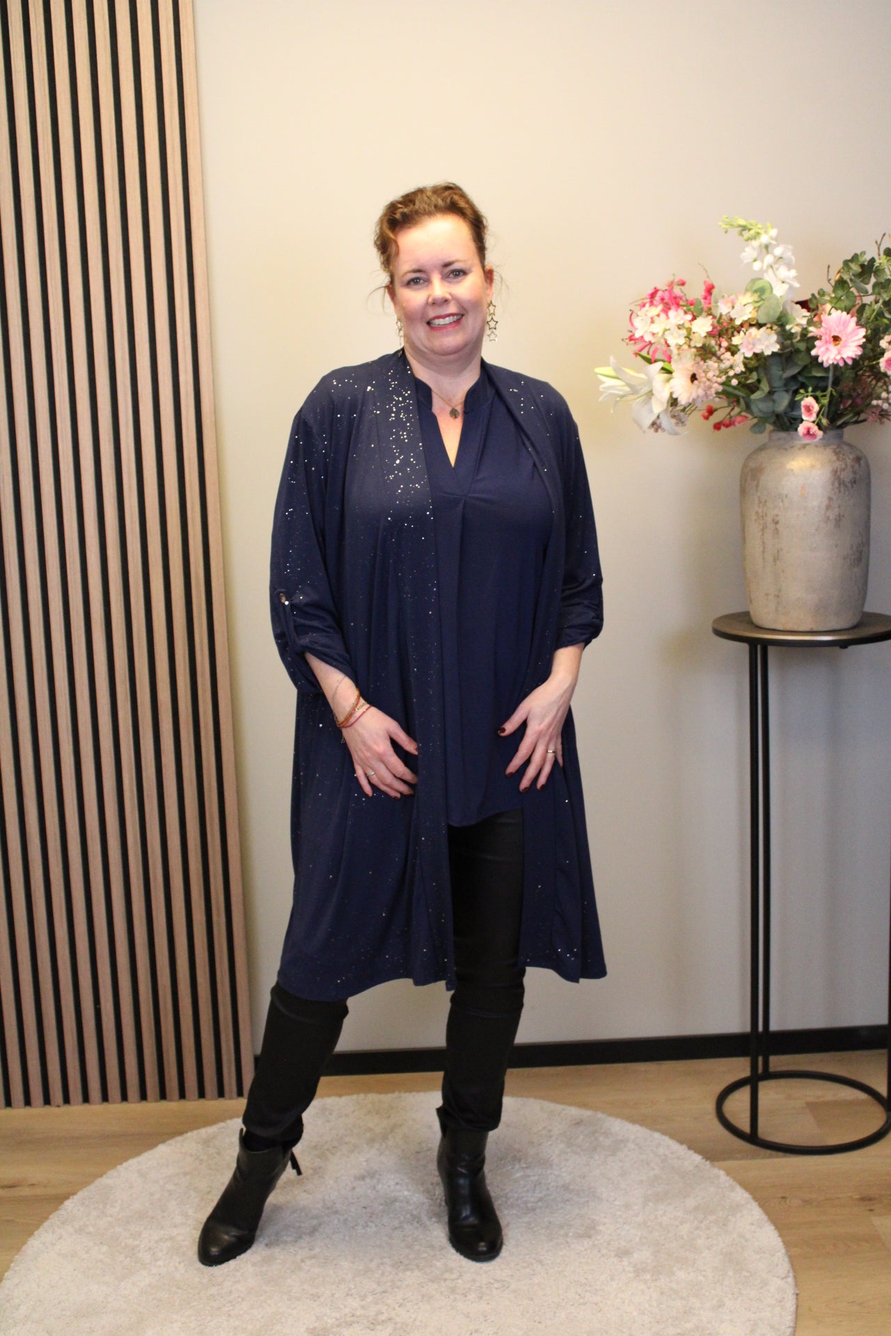 Lauren glitter | Dun vestje lang navy 38 t/m 48