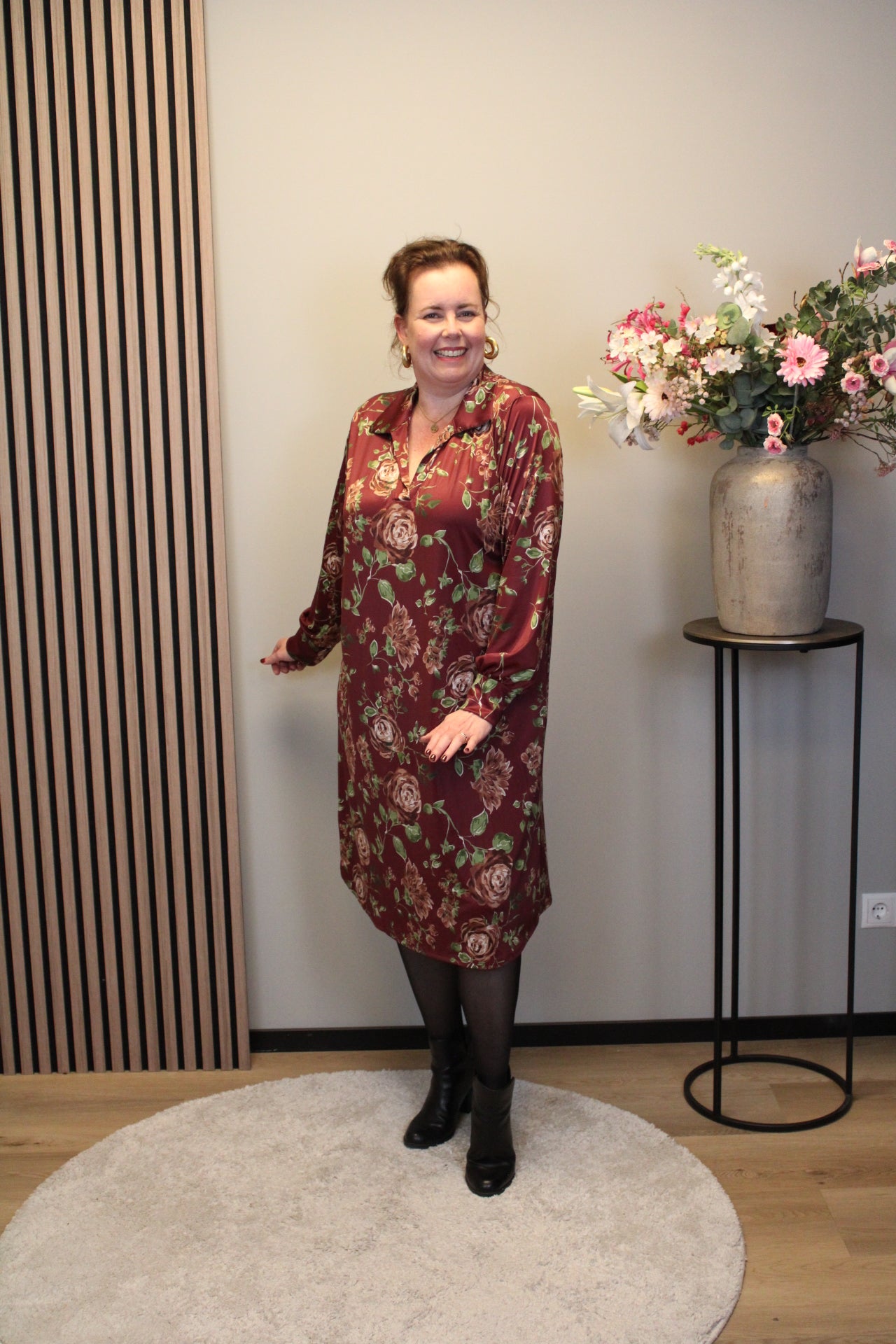 Hanneke | Jurk roze met kraagje 38 t/m 46