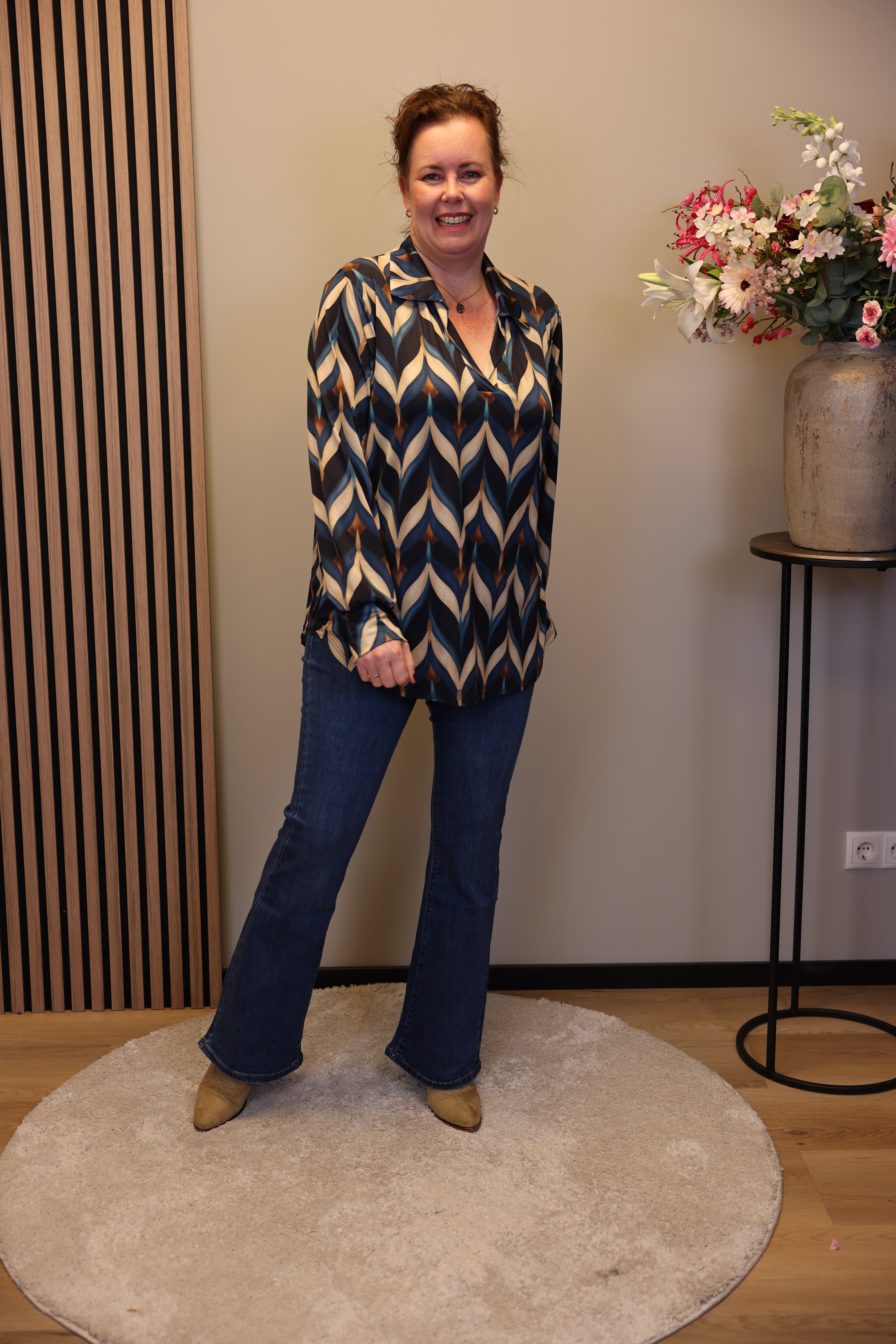 Fabienne | Blouse blauw met kraagje 48 t/m 52