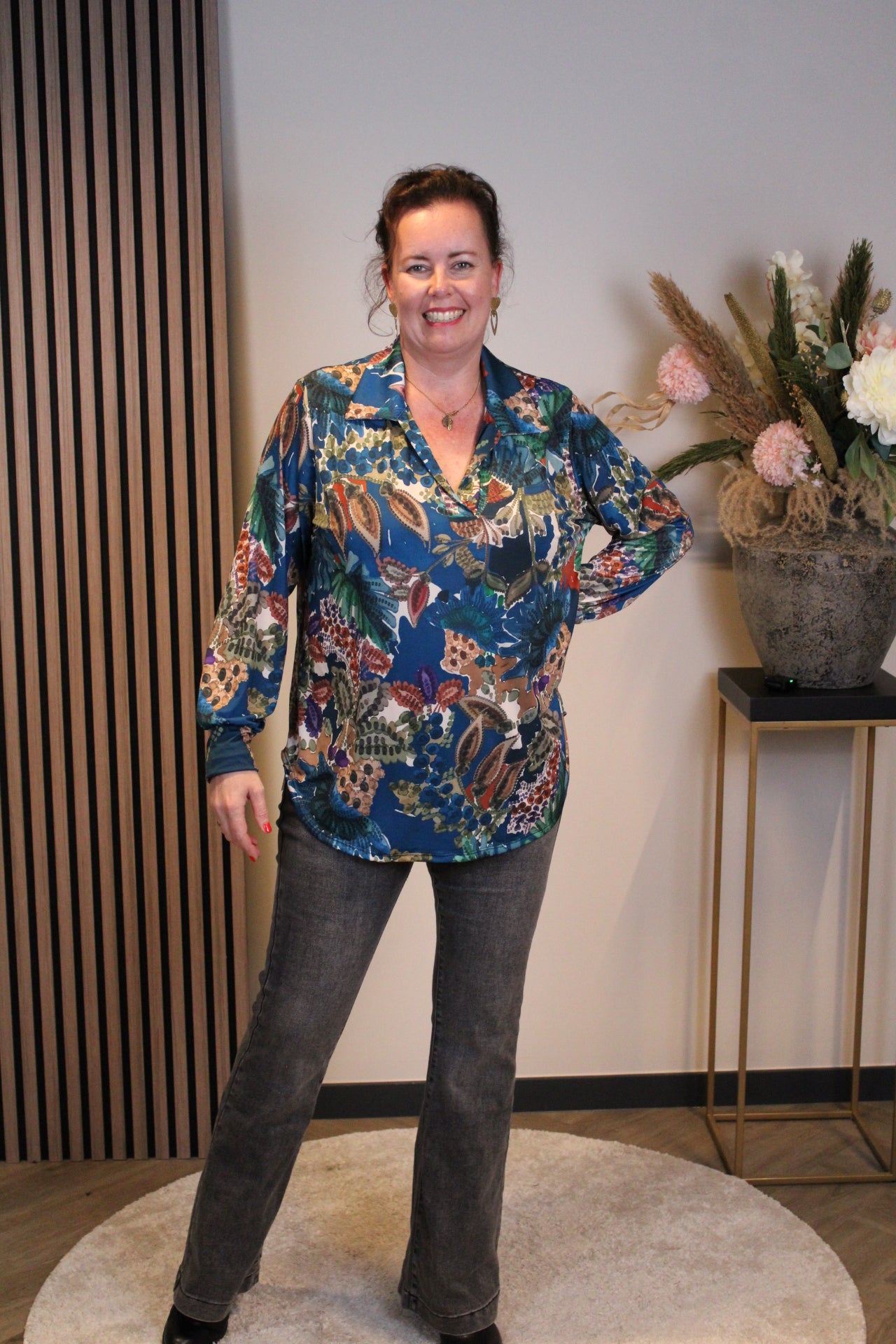 Helena | Blouse aqua met kraagje 38 t/m 48