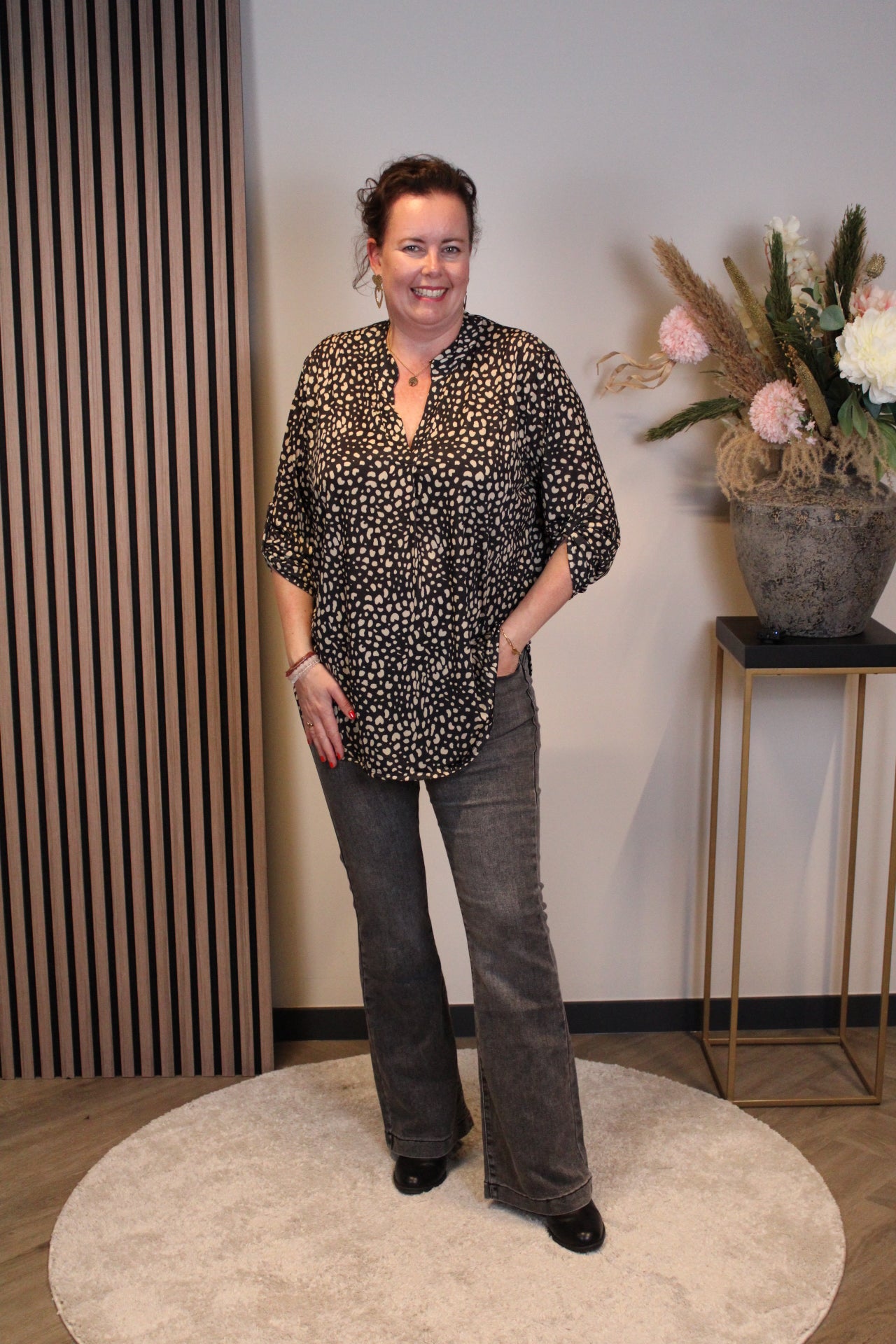 Rafella | Blouse zwart lange mouw 38 t/m 48