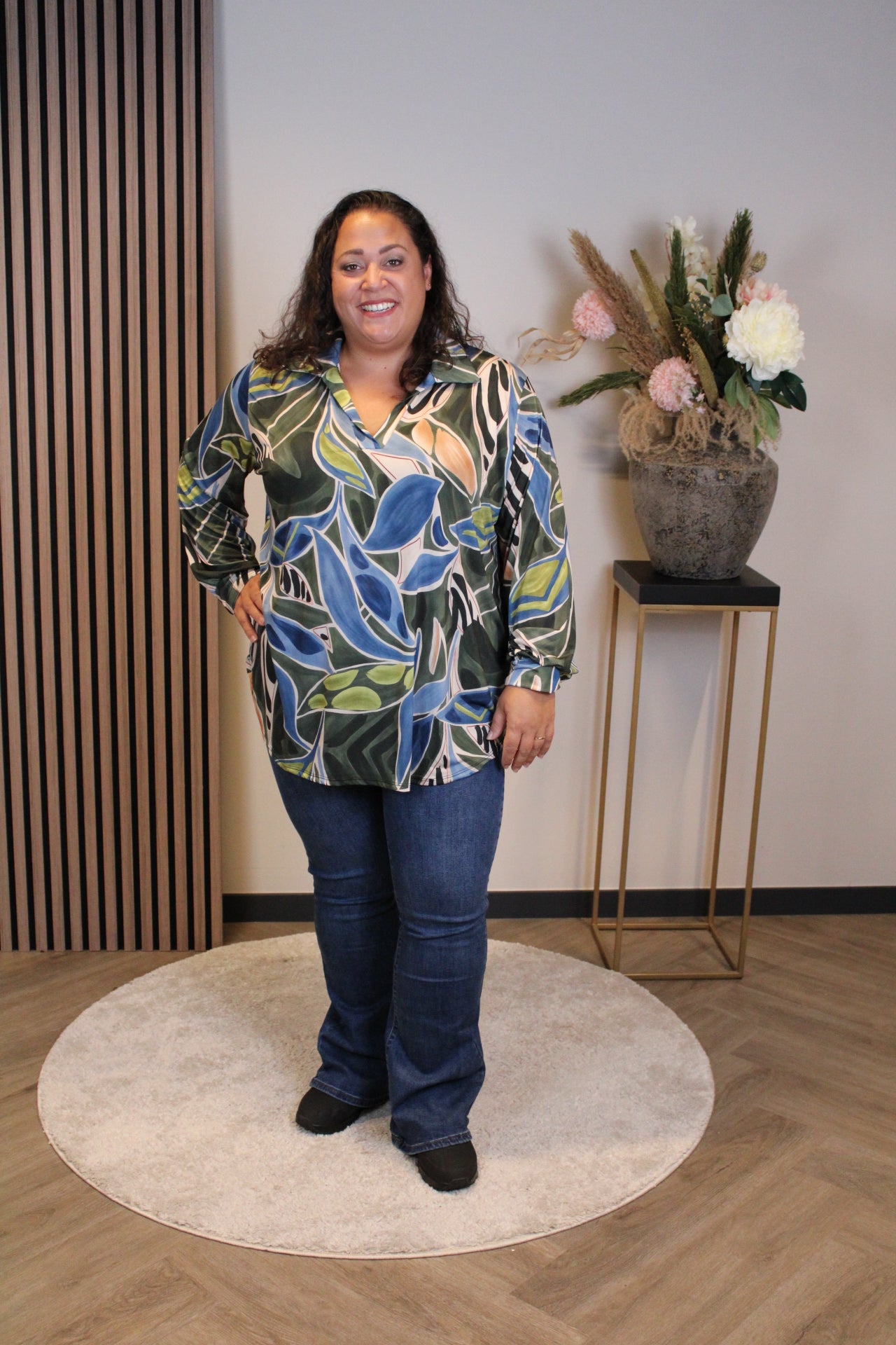 Kristel | Blouse groen met kraagje 48 t/m 52