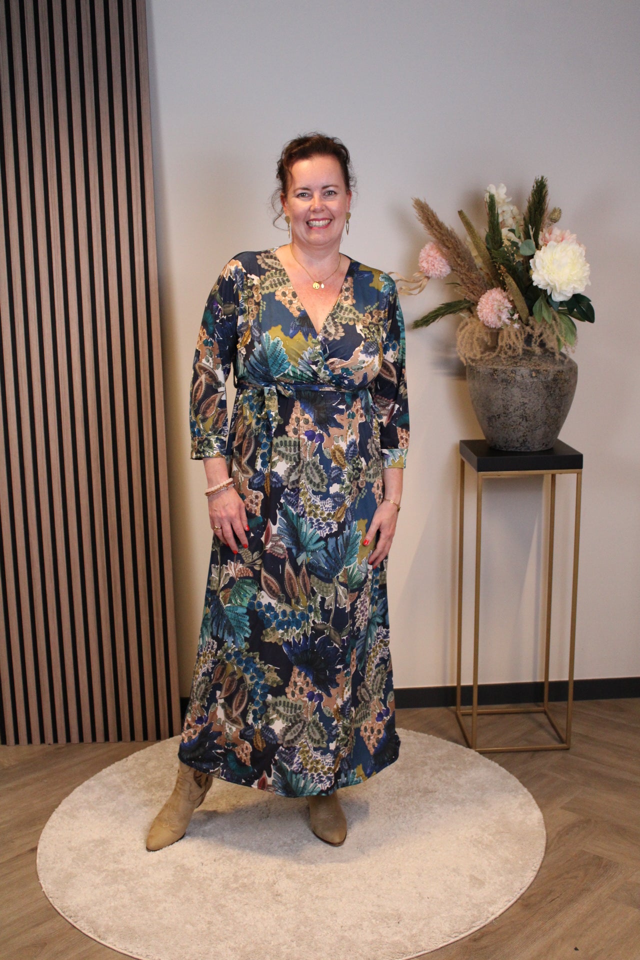 Christa | Jurk blauw lange mouw 38 t/m 44