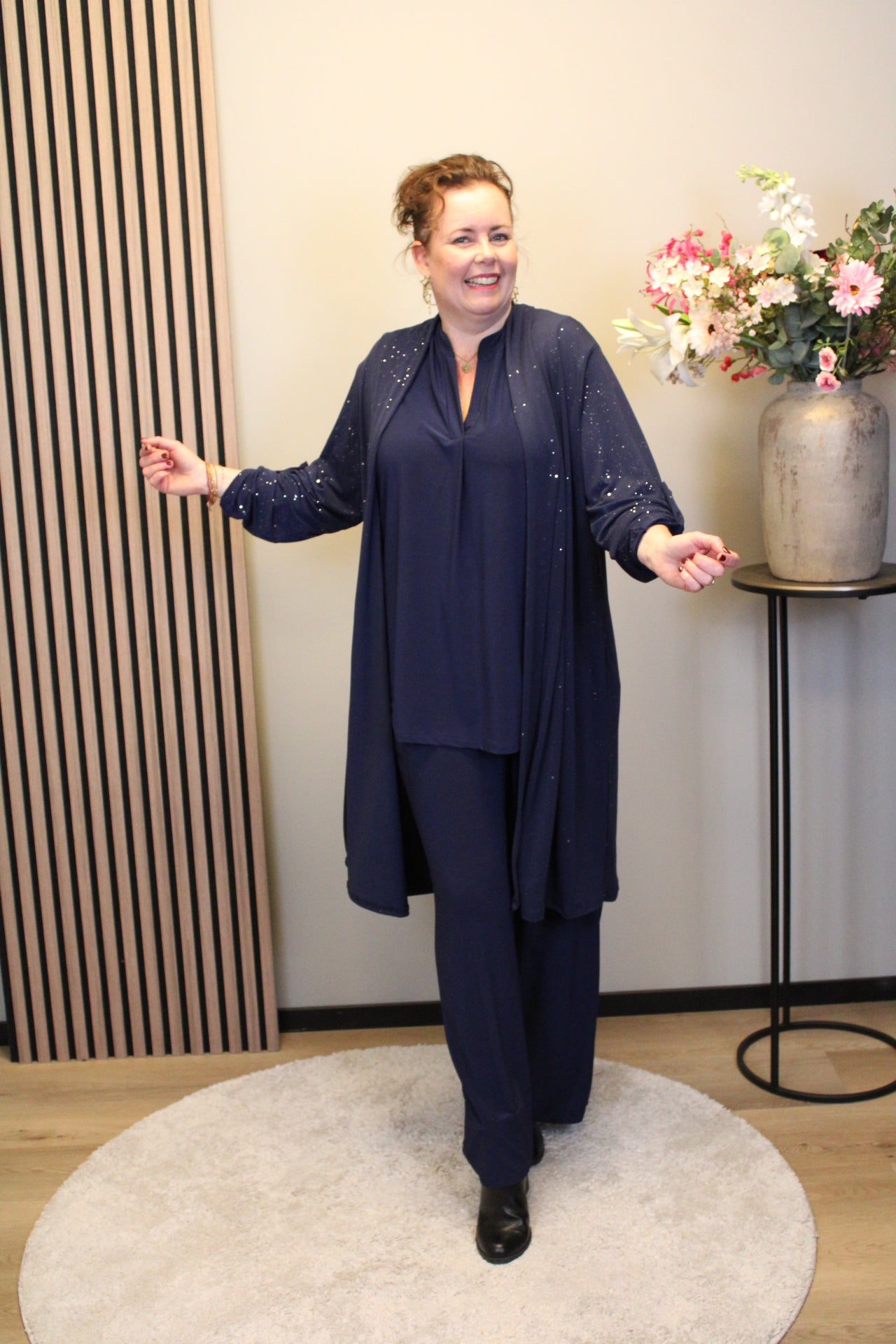 Lauren glitter | Dun vestje lang navy 38 t/m 48