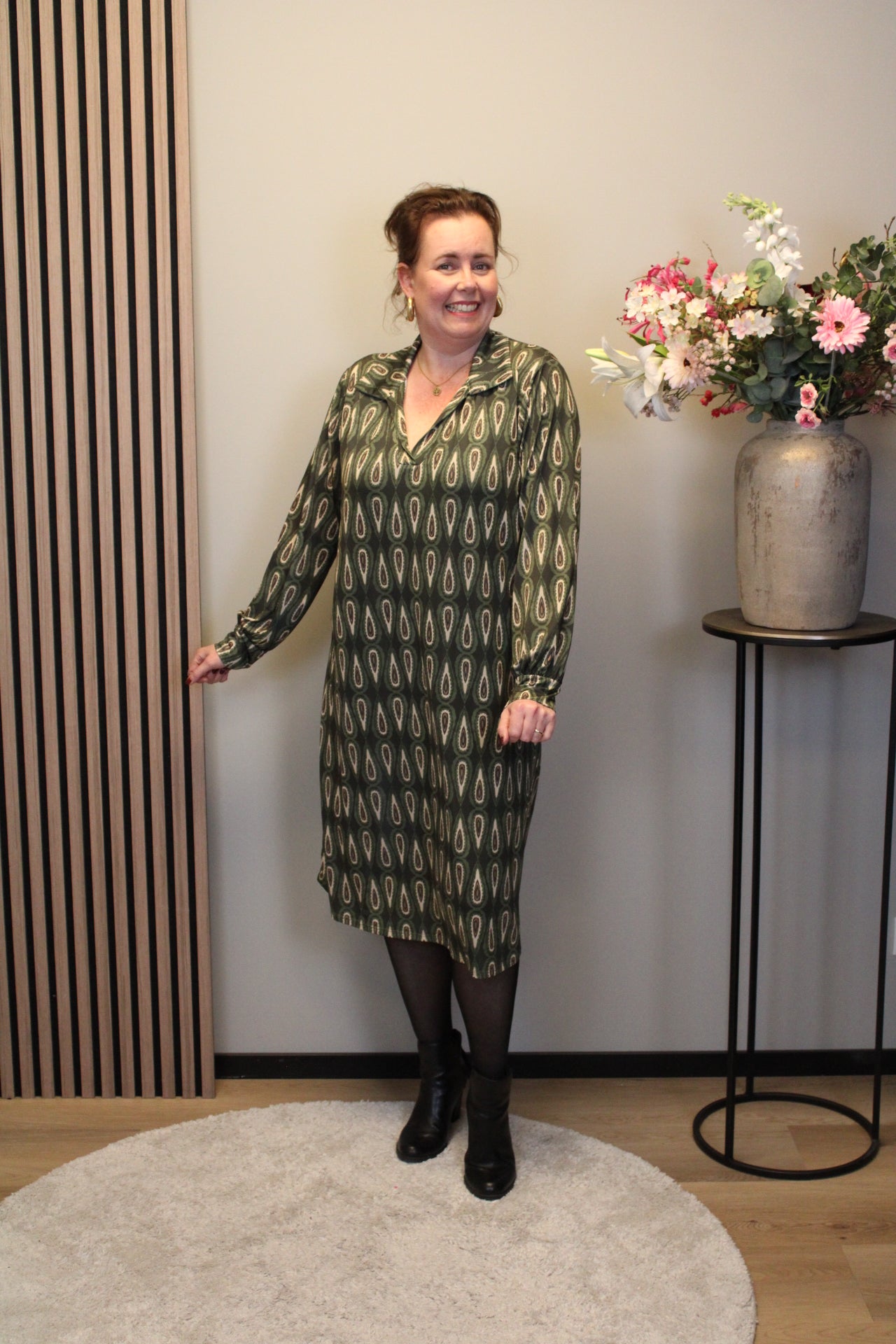 Elara | Jurk groen met kraagje 38 t/m 46