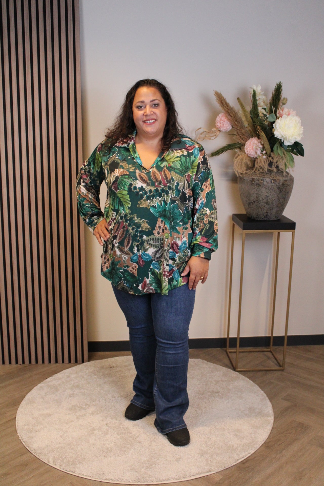 Helena | Blouse met kraagje groen 48 t/m 52