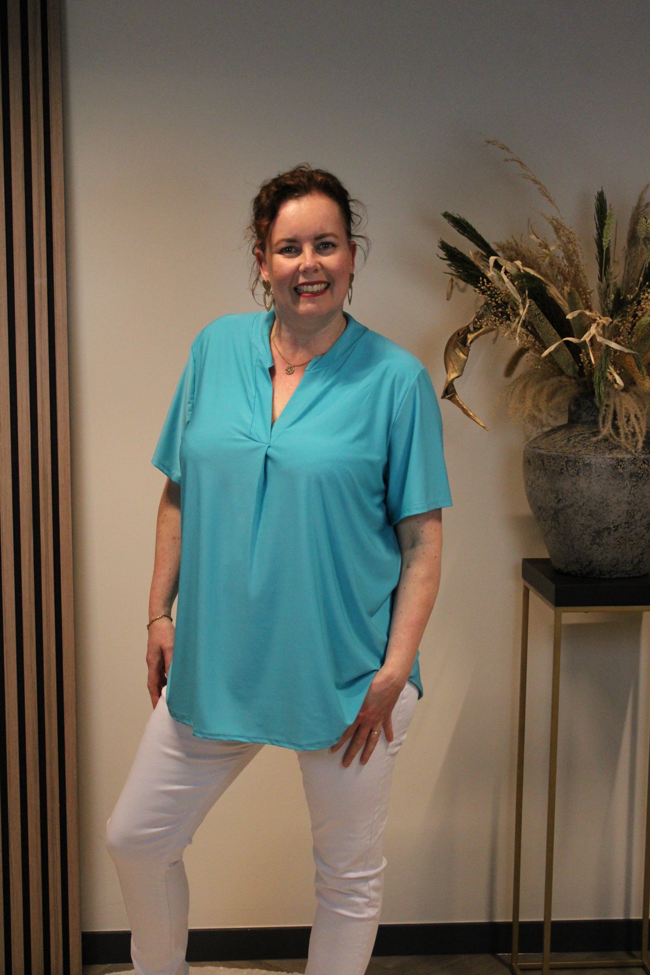 Juna | Blouse mint korte mouw 38 t/m 48