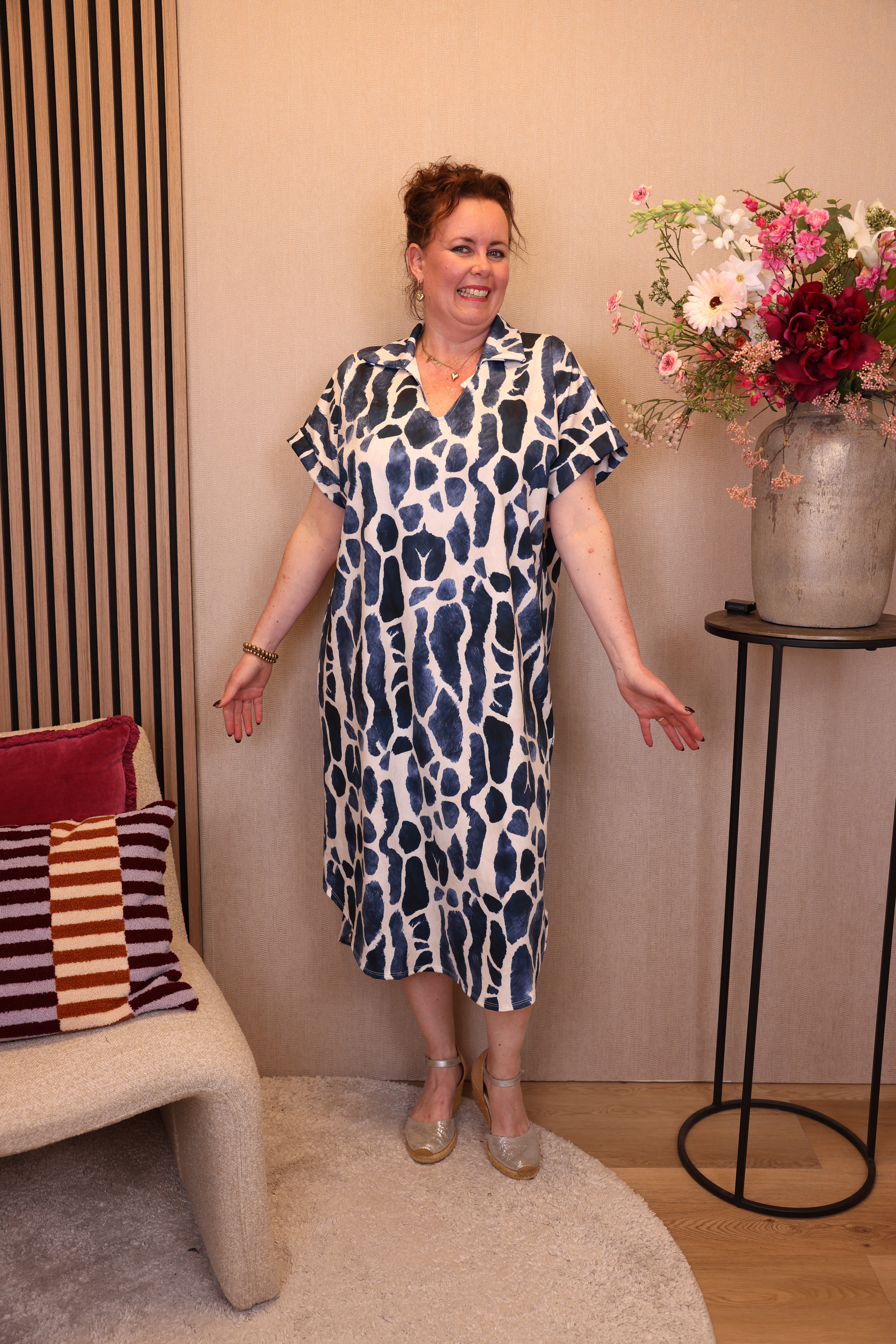 Nienke | Jurk blauw met kraagje
