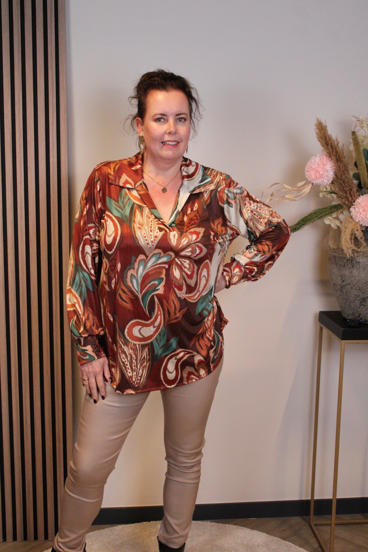 Veerle | Blouse met kraagje oranje 48 t/m 52