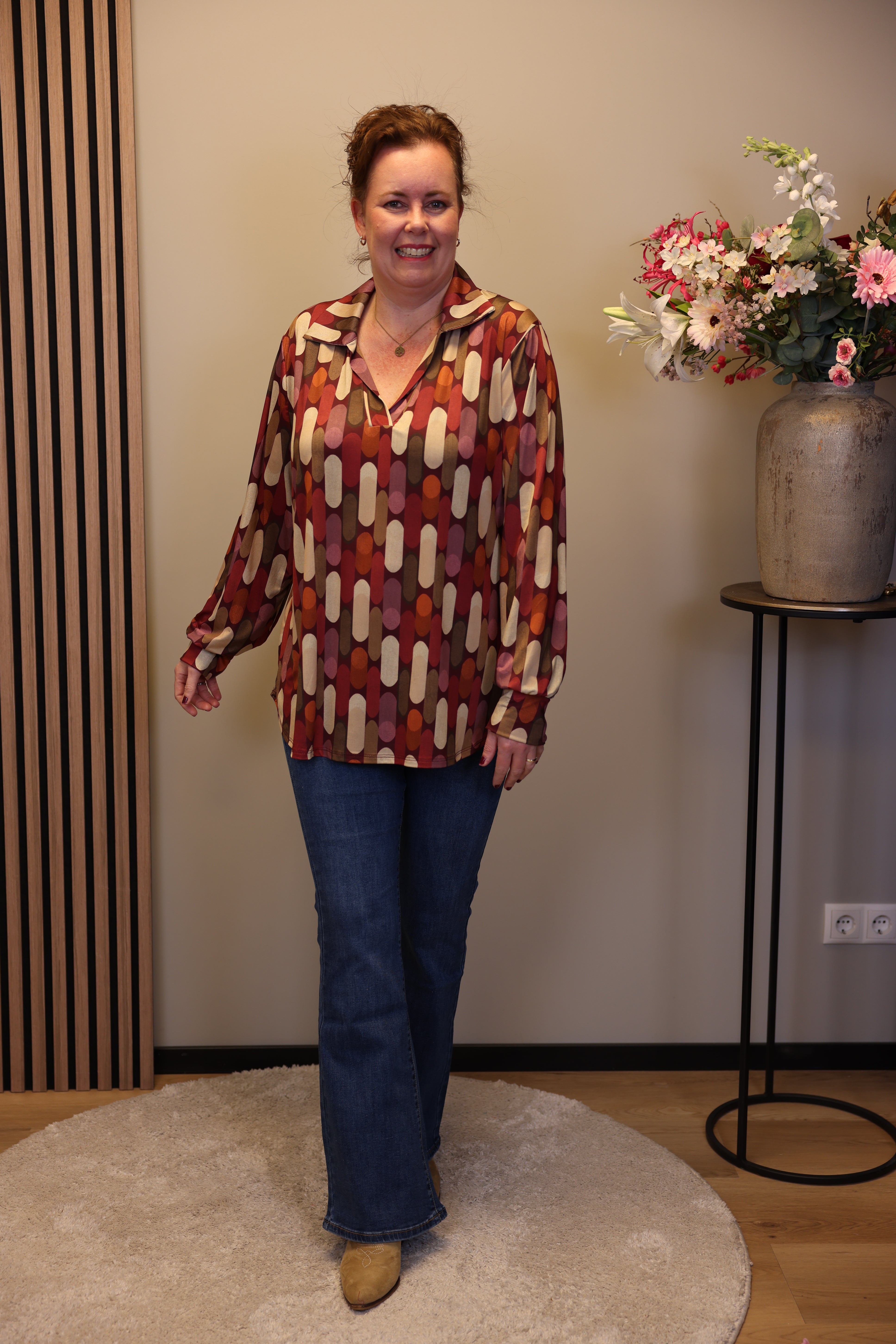 Heleen | Blouse roze met kraagje