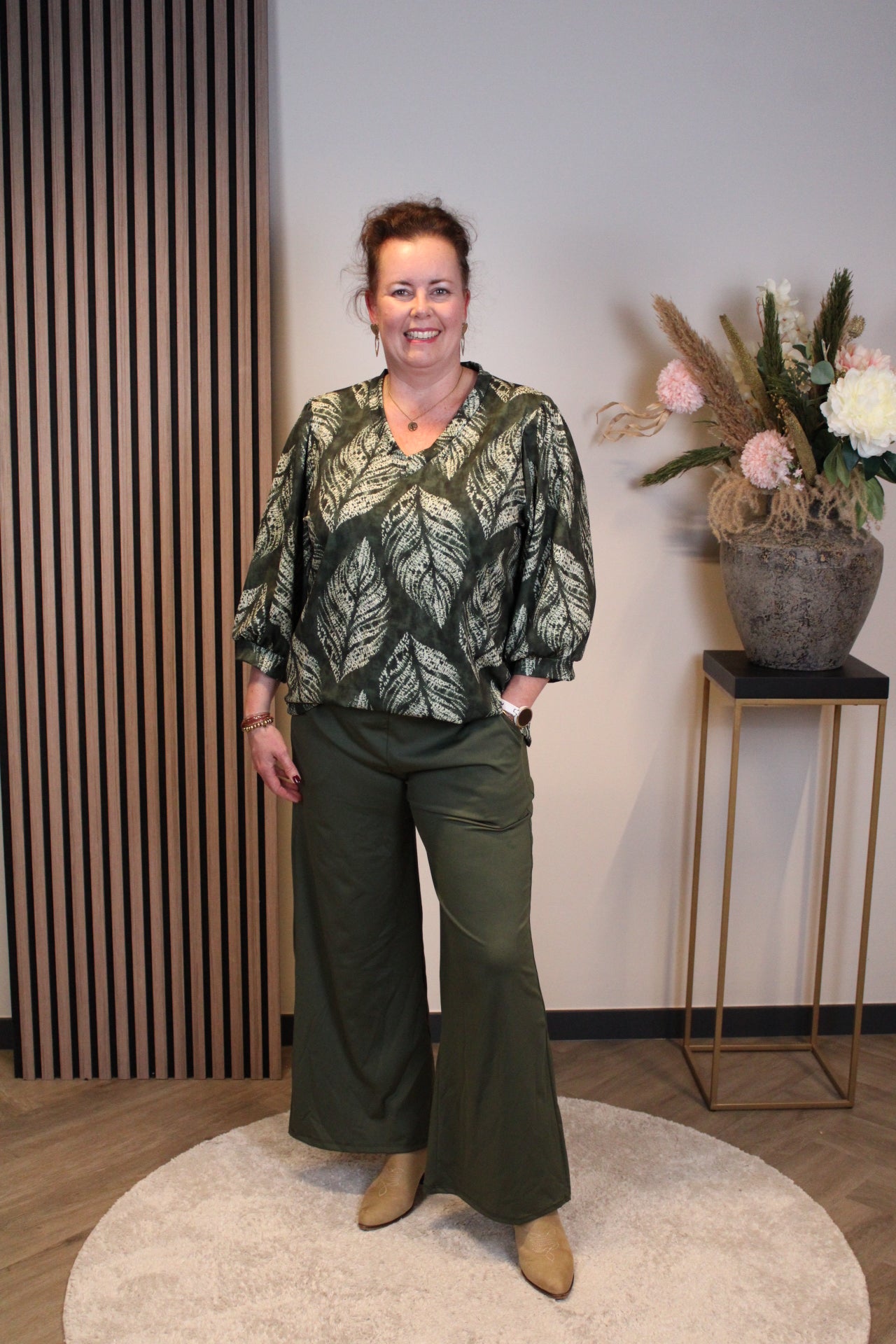 Chloe | Top groen 3/4-mouw 40 t/m 44