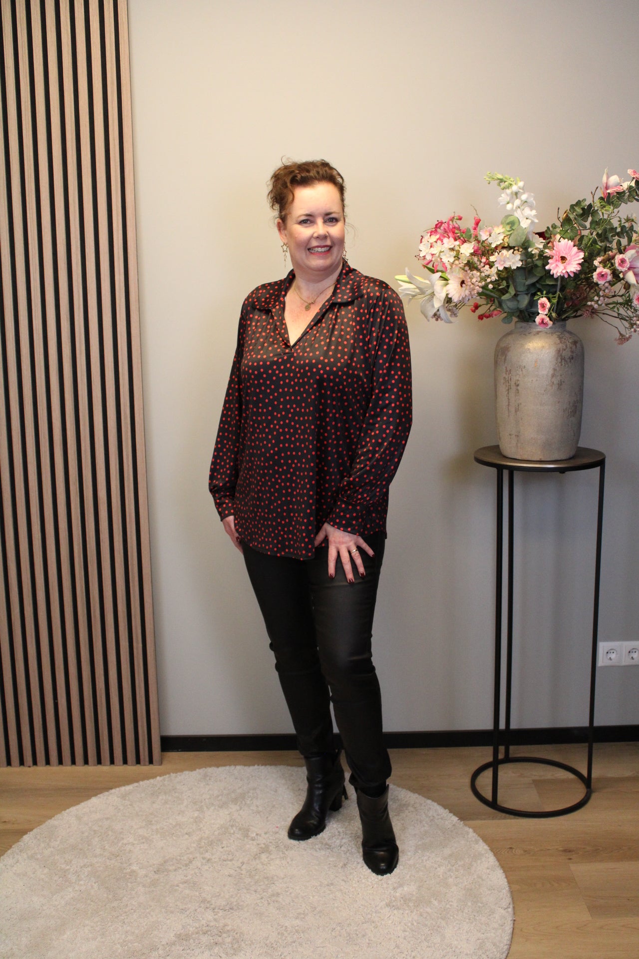 Madison | Blouse zwart met kraagje 52 t/m 58