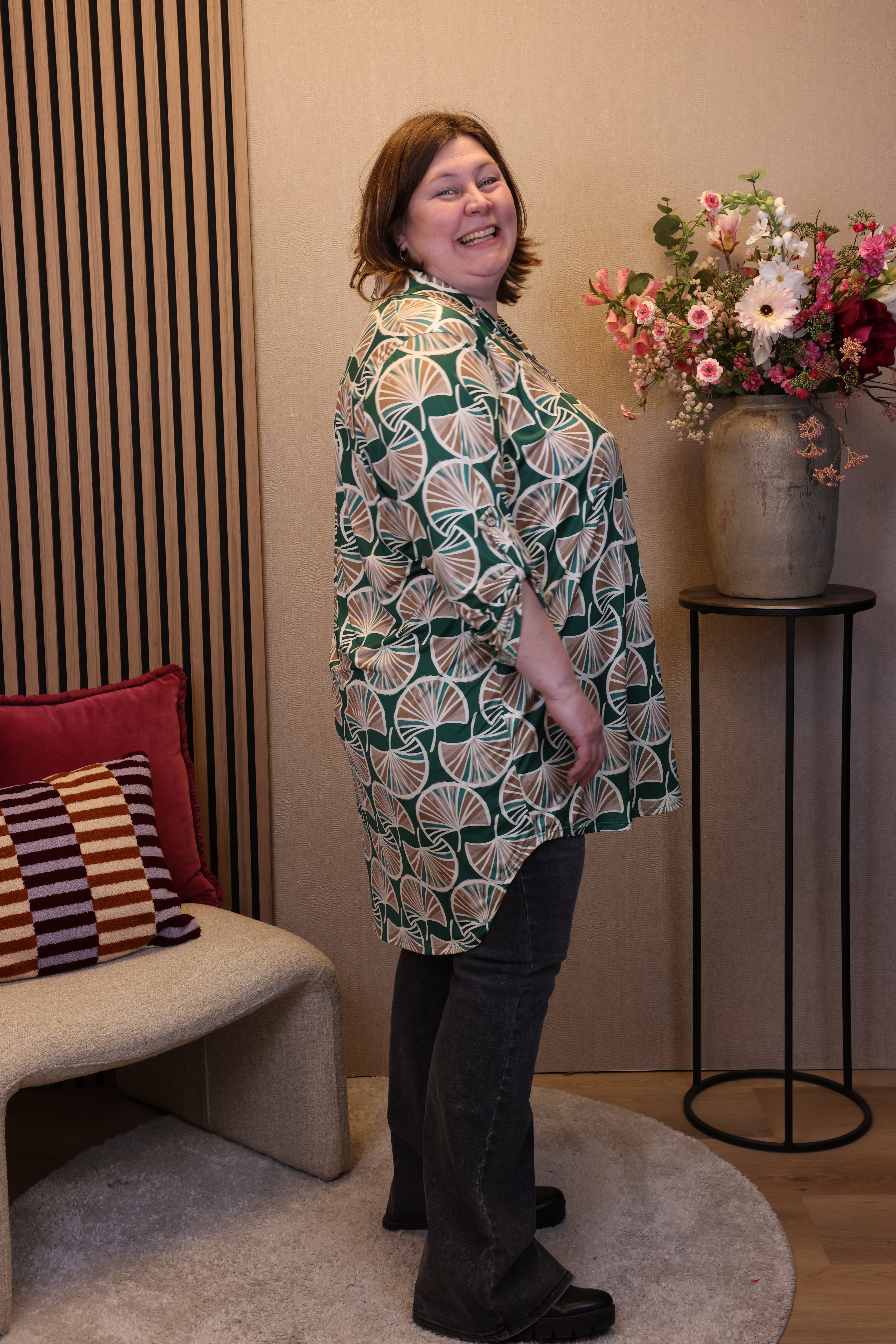 Marijke | Tuniek appel groen met kraagje