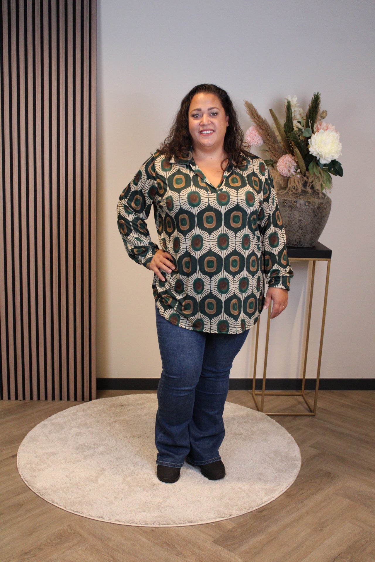 Davina | Blouse groen met kraagje 48 t/m 52