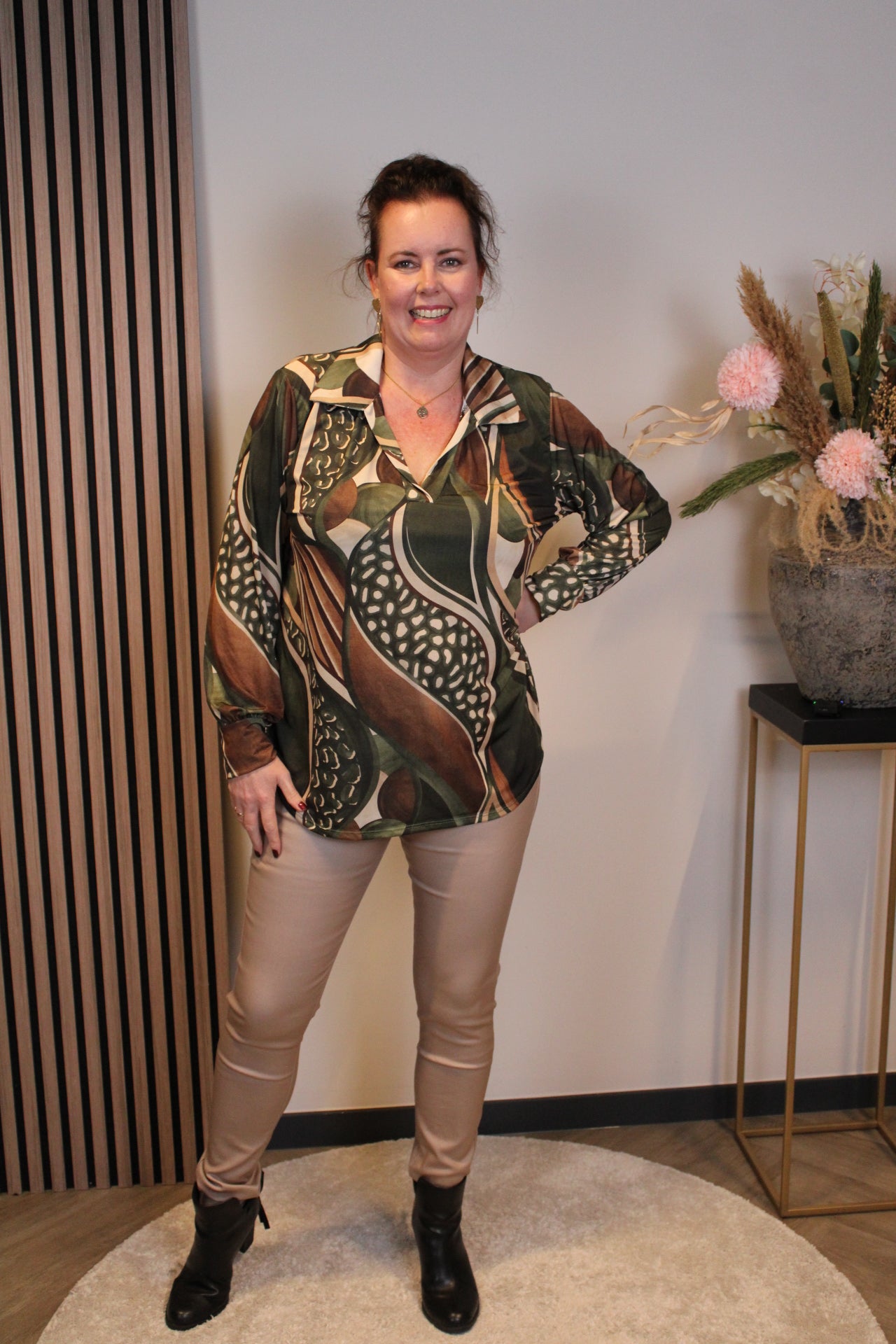 Kalina | Blouse groen met kraagje 52 t/m 58