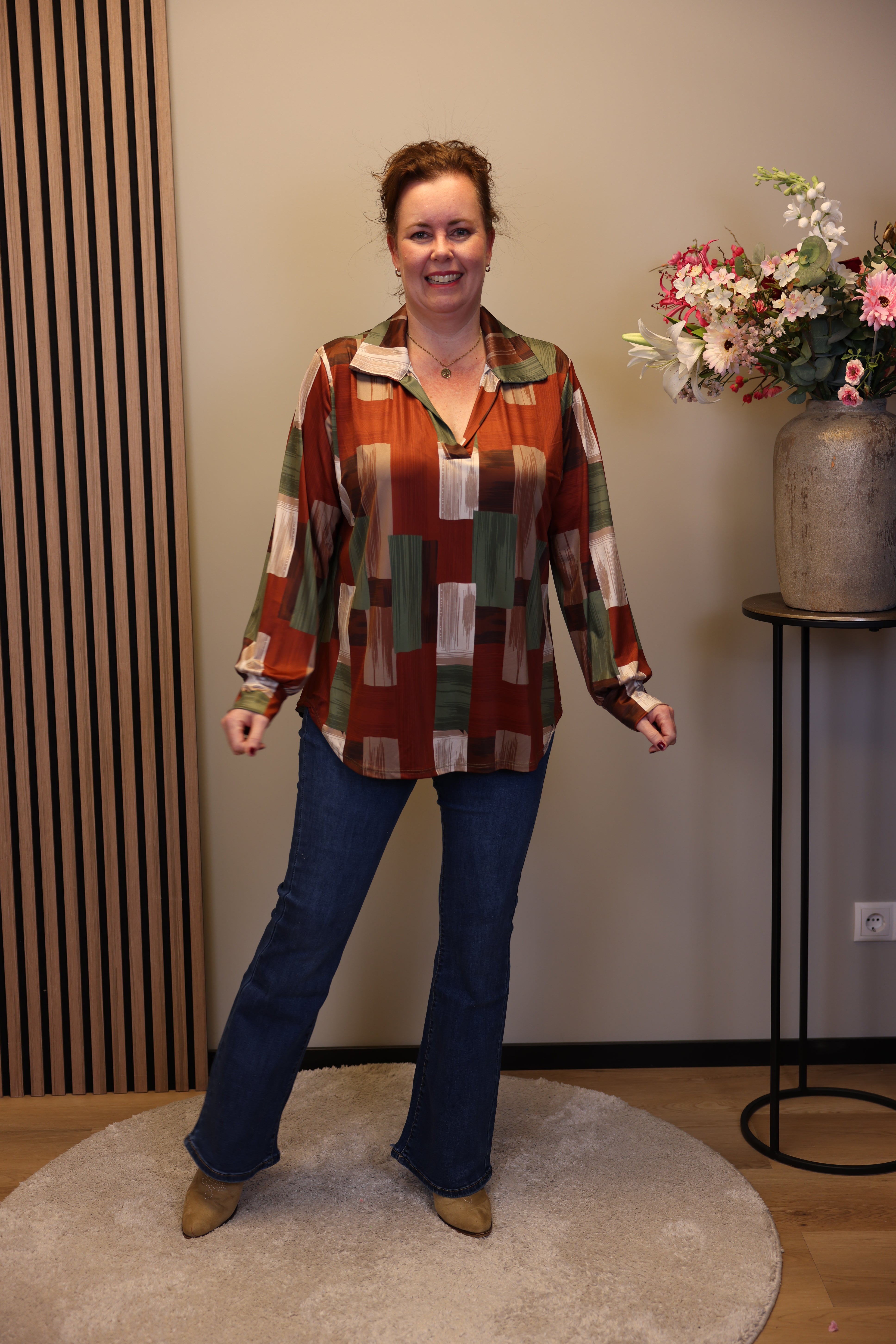 Leonie | Blouse met kraagje oranje 48 t/m 52