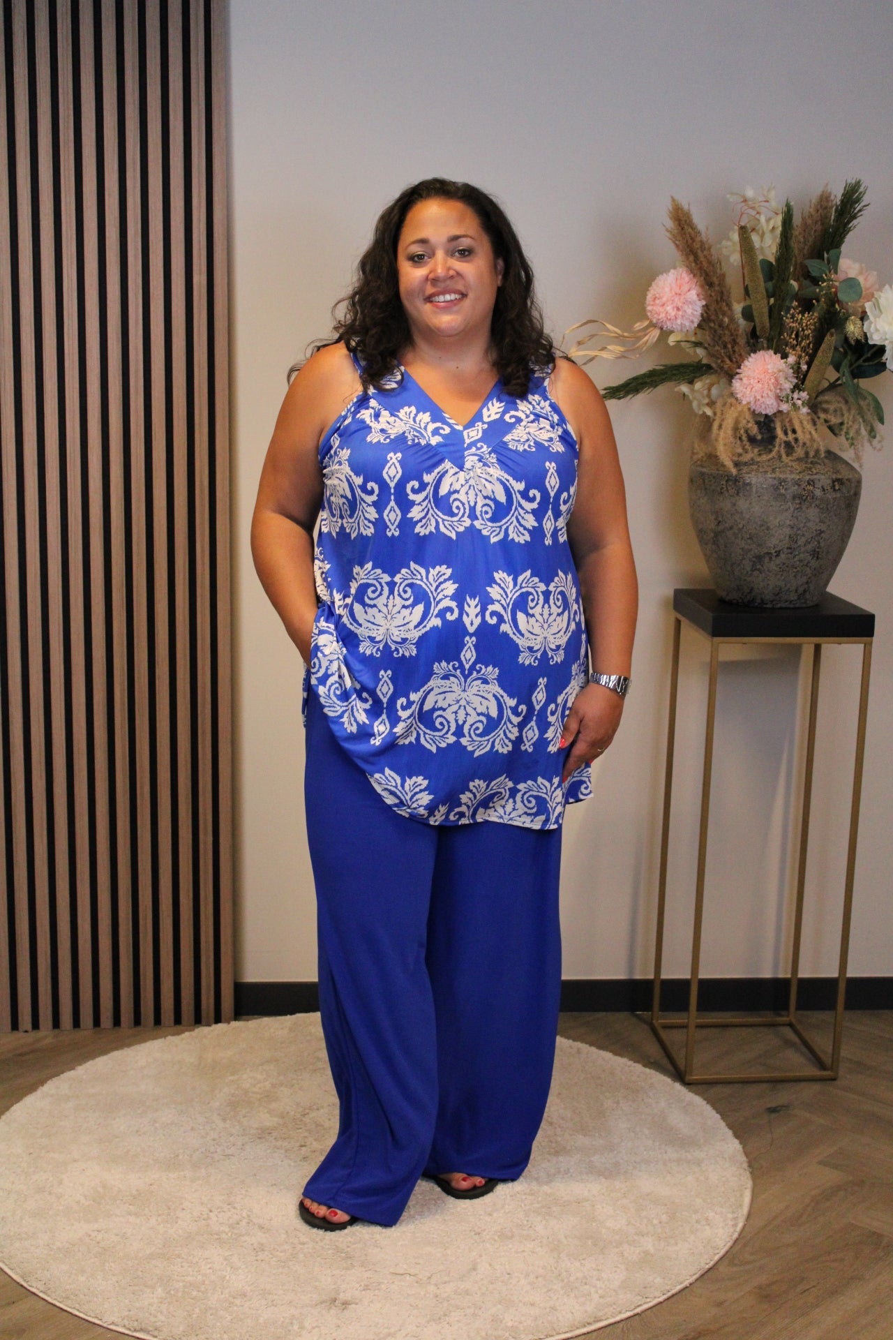 Emina | Top blauw korte mouw 48 t/m 52