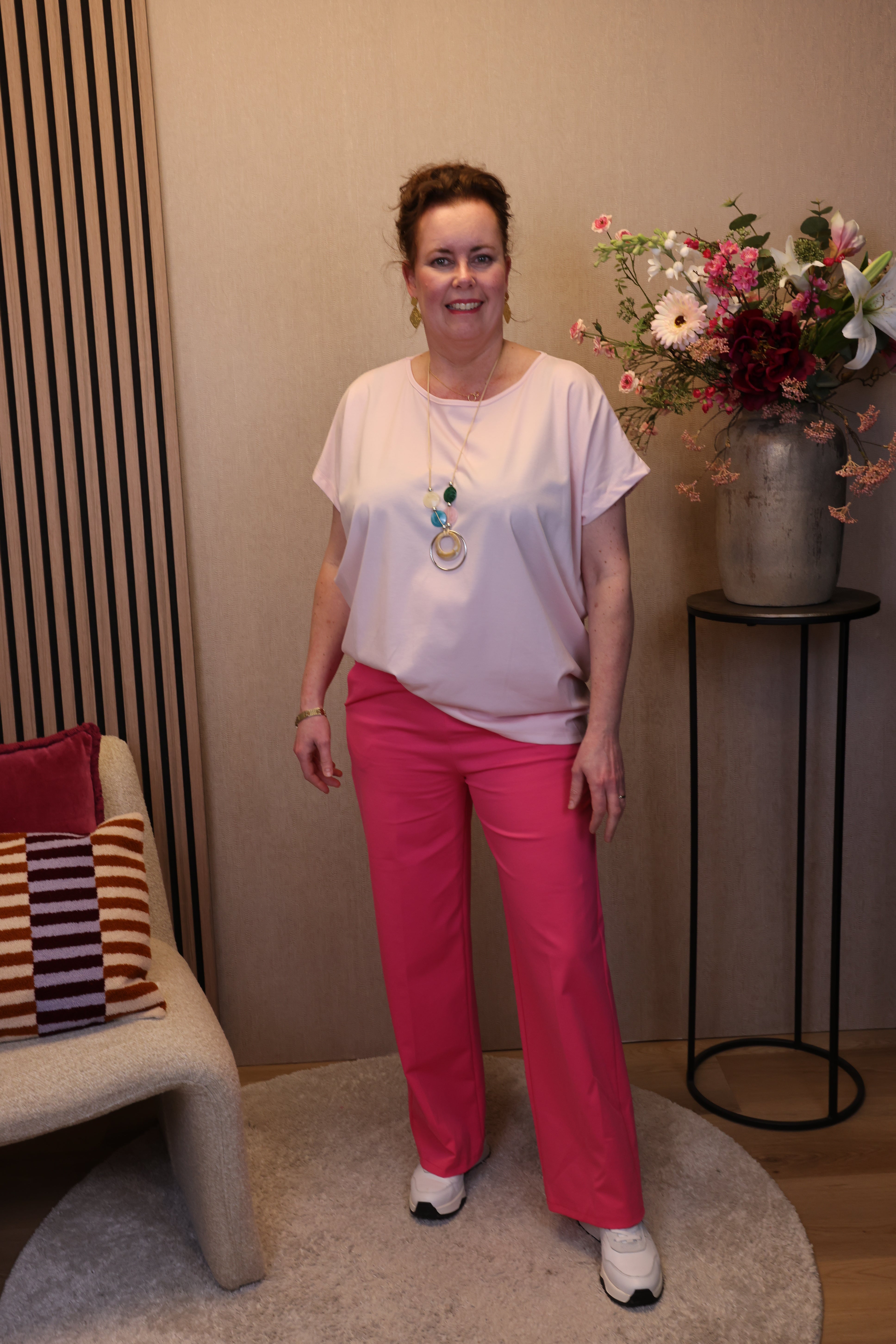 Saar | Luxe broek roze