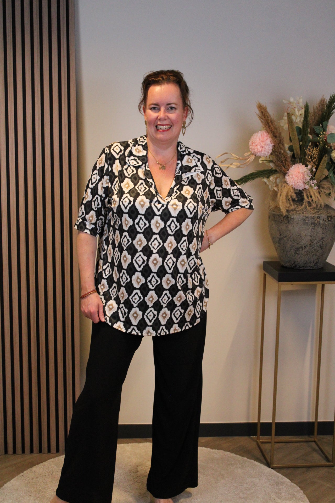 Noemi | Blouse met kraagje zwart 38 t/m 48