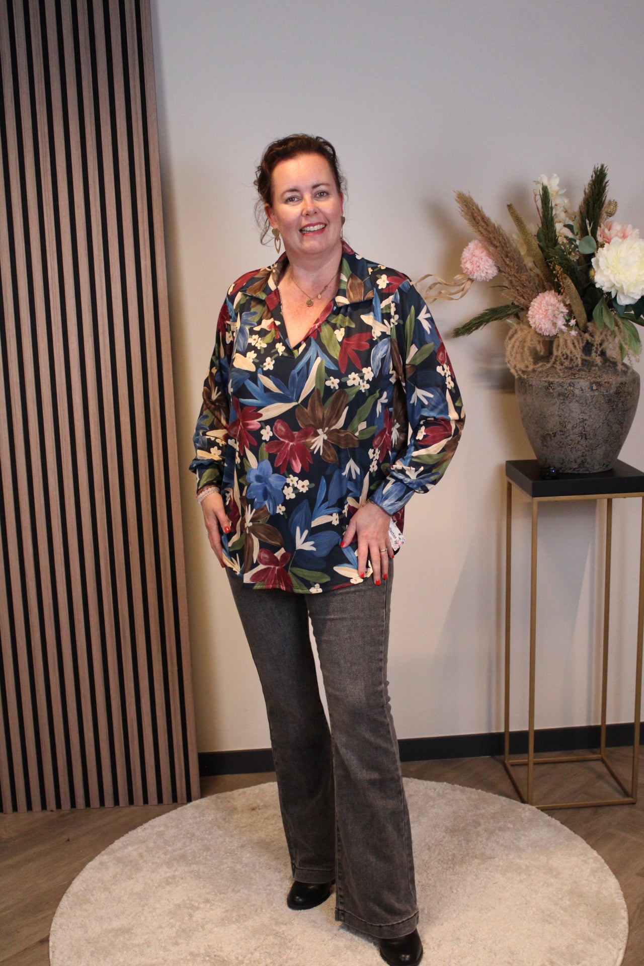 Verona | Blouse blauw met kraagje 38 t/m 48