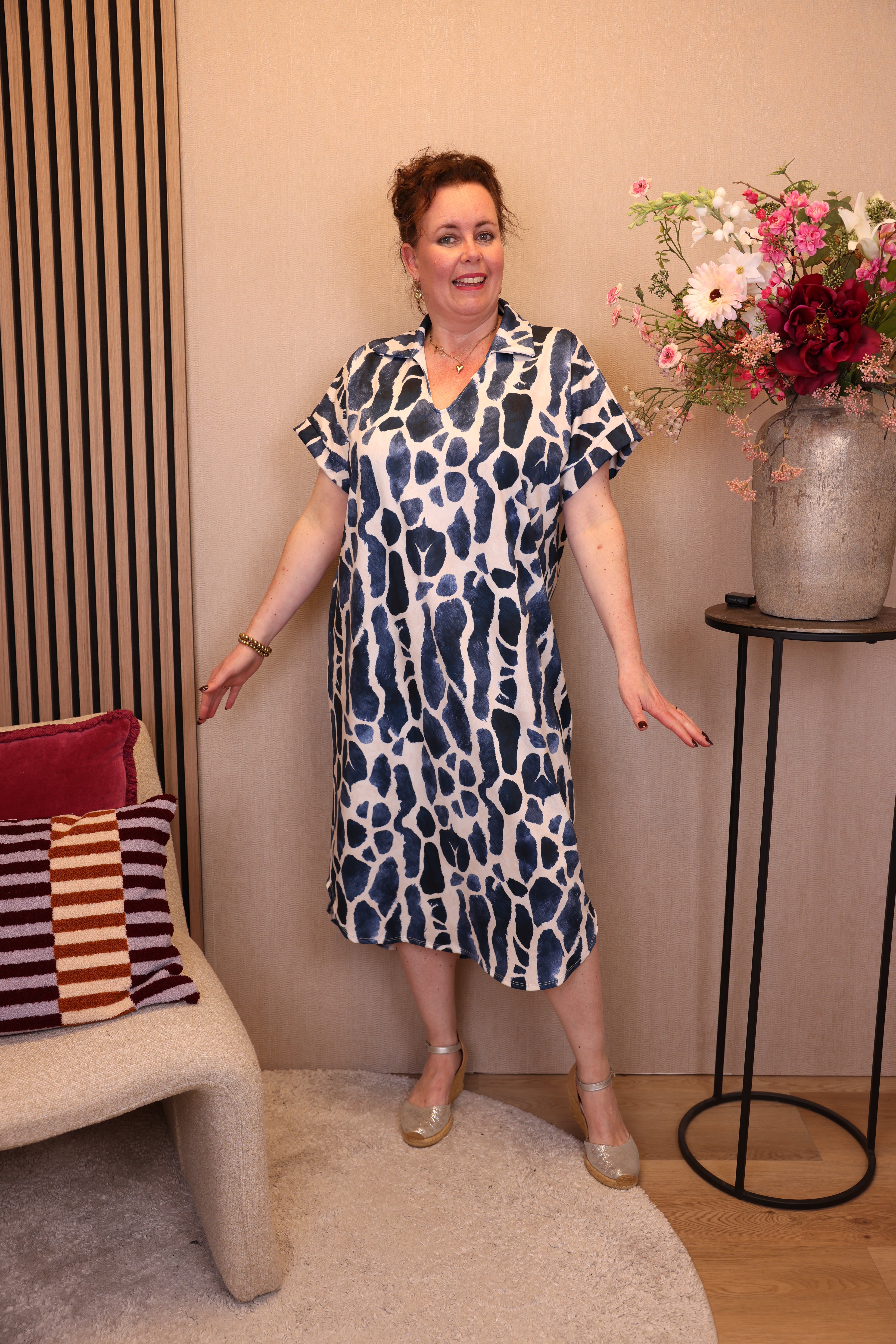 Nienke | Jurk blauw met kraagje